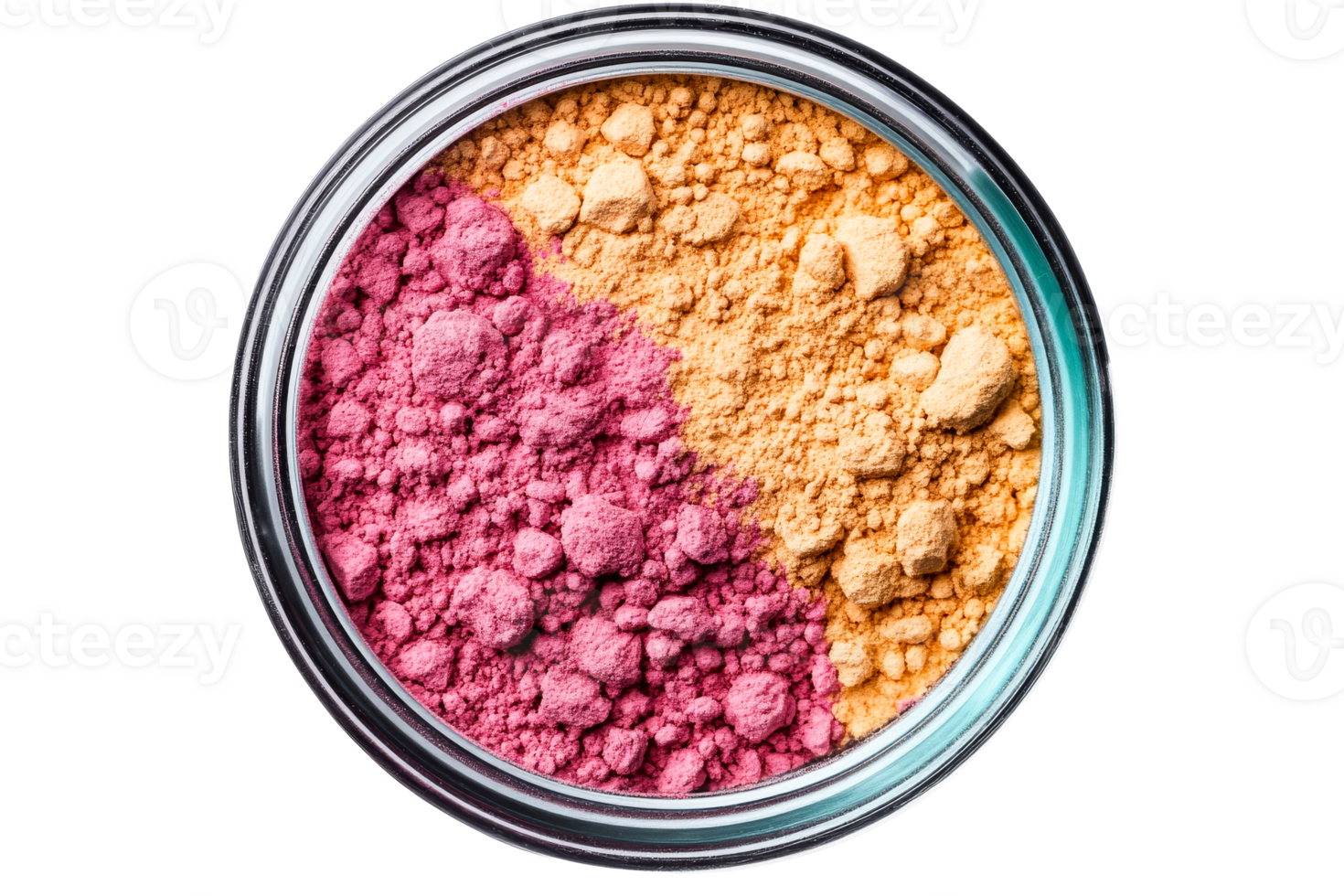 Colorful powder display in transparent container for creative projects png