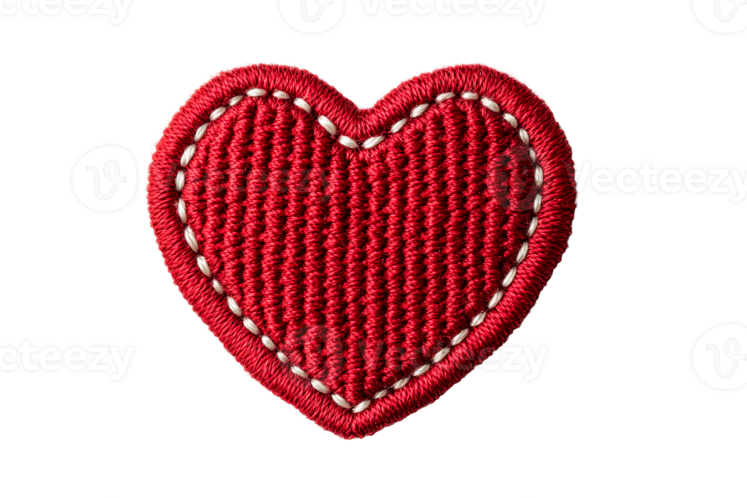 Heart shaped embroidered patch with detailed stitching design png