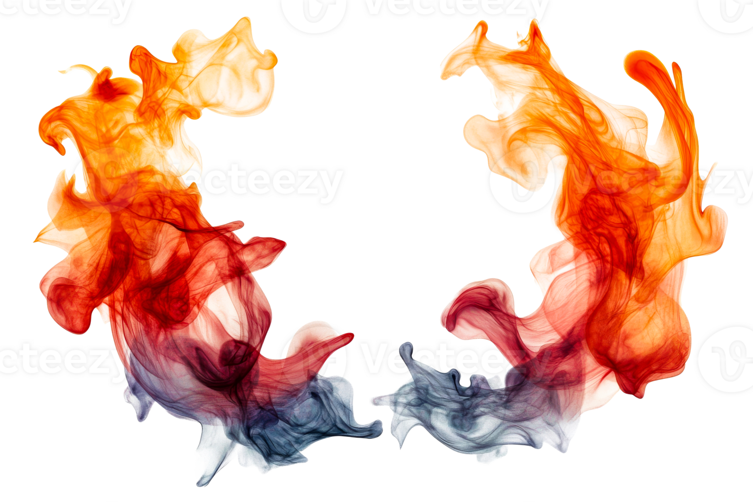 Colorful smoke swirling in dynamic shapes with transparent background png