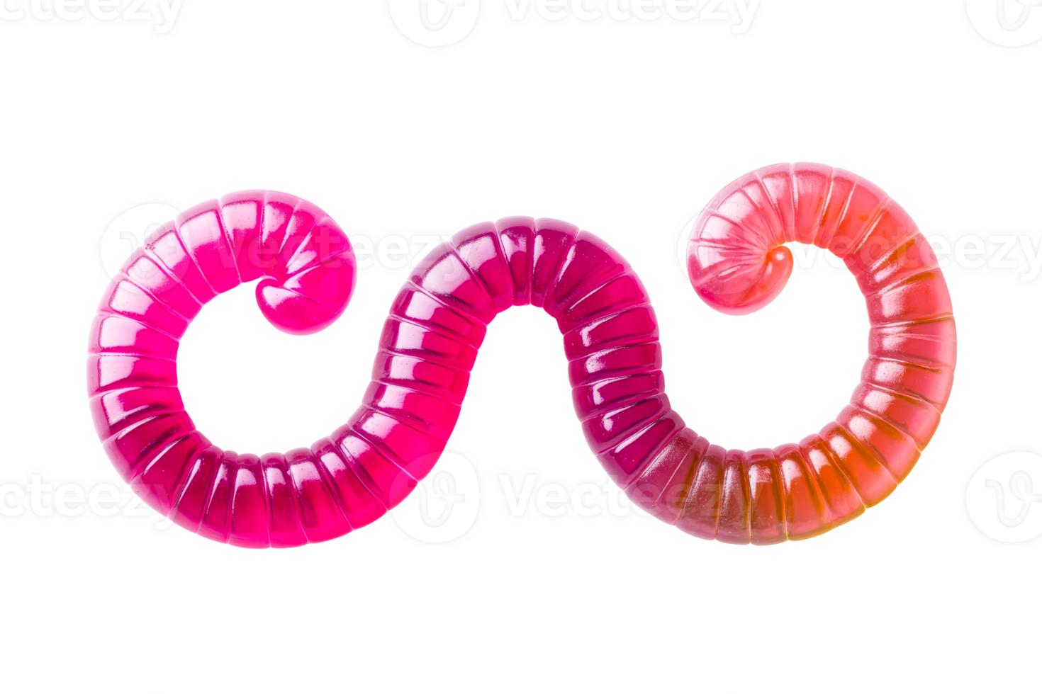 Colorful candy worm in a playful twisted shape with a bright design png
