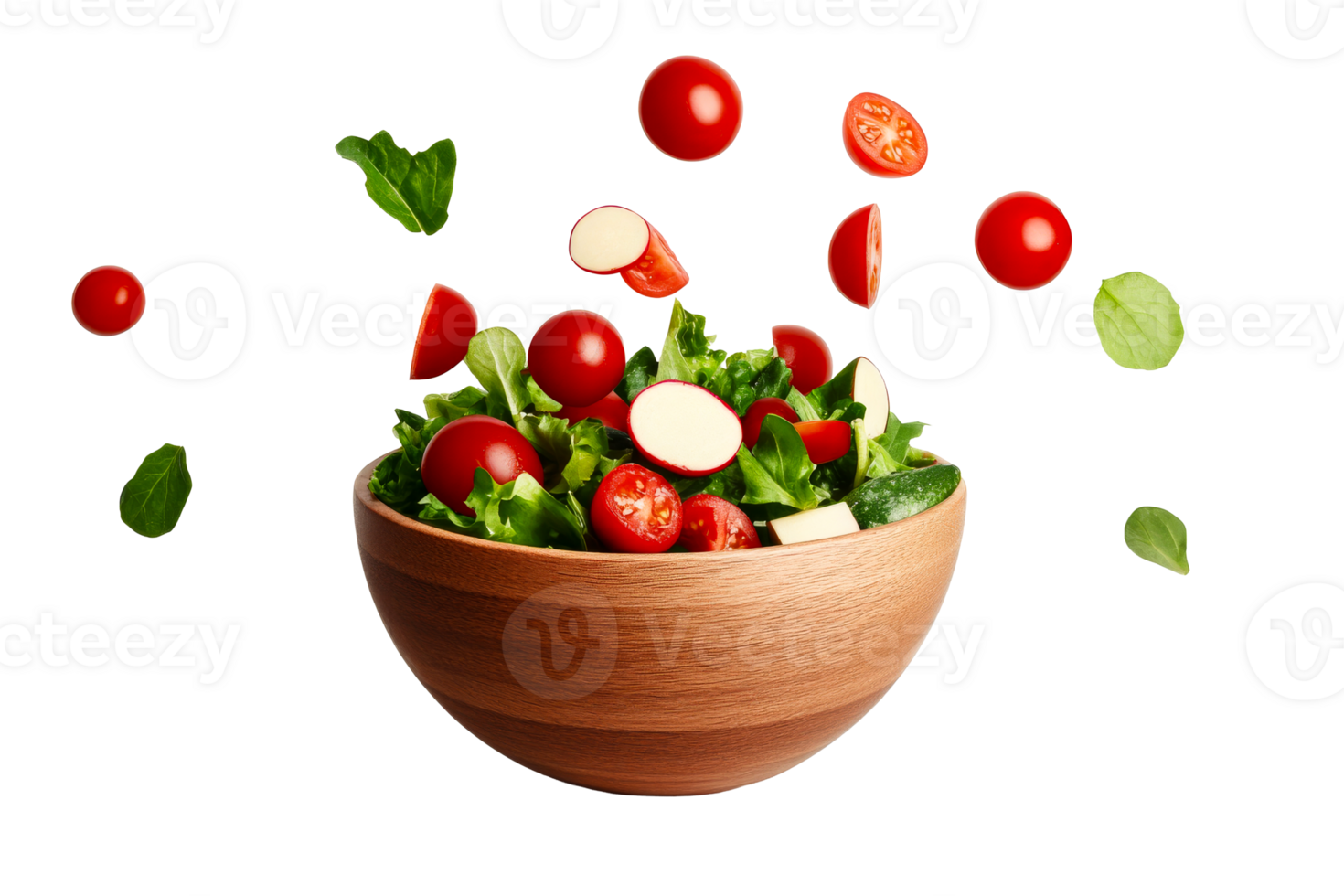 Fresh salad with tossed ingredients featuring tomatoes and greens png