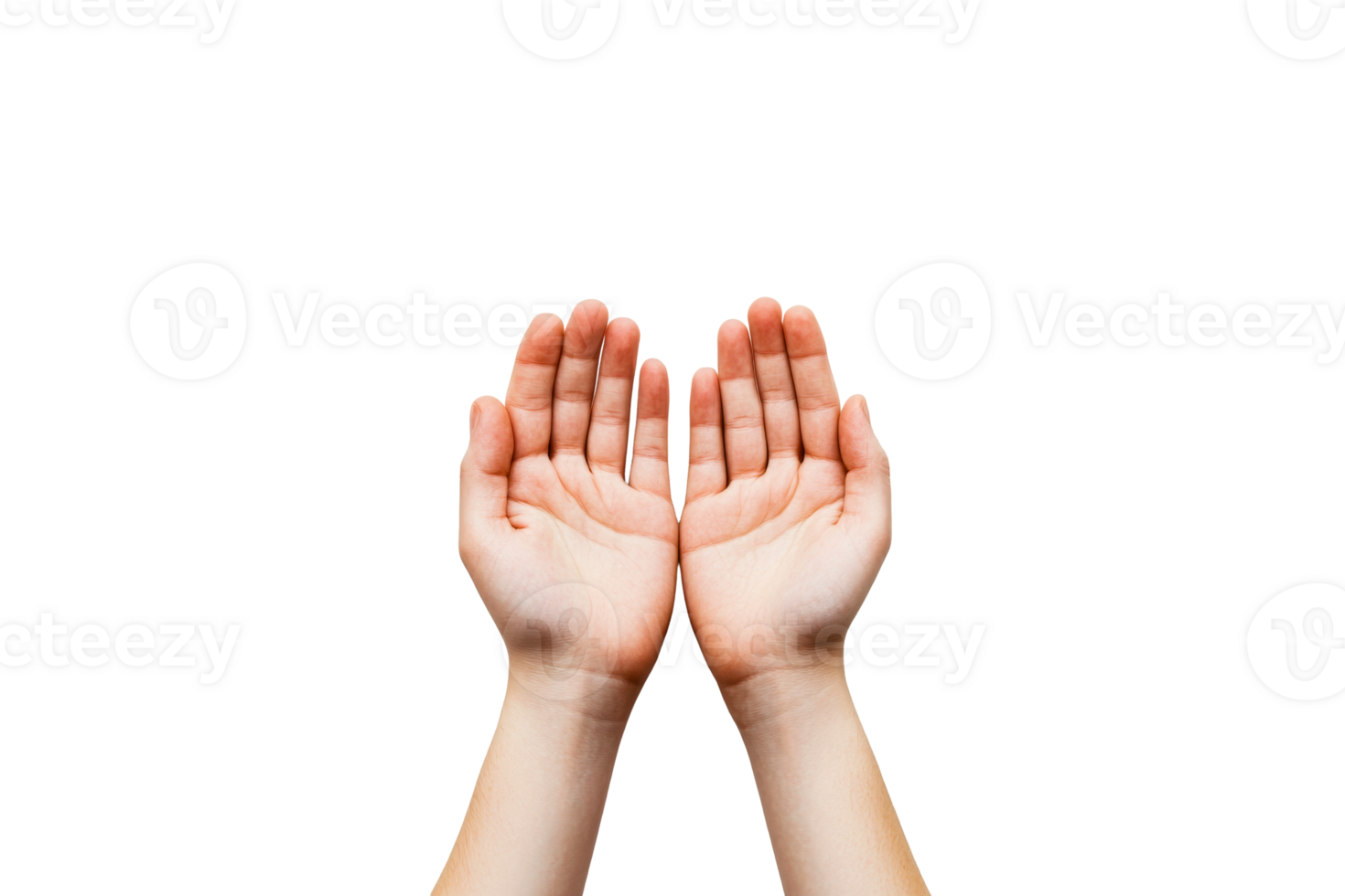 Hands open in a welcoming gesture against a transparent background png