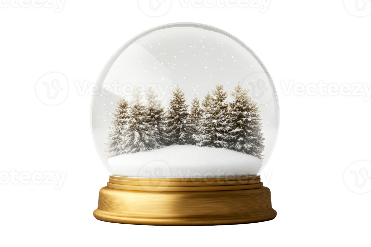 Snow globe with pine trees and winter scenery in clear design png