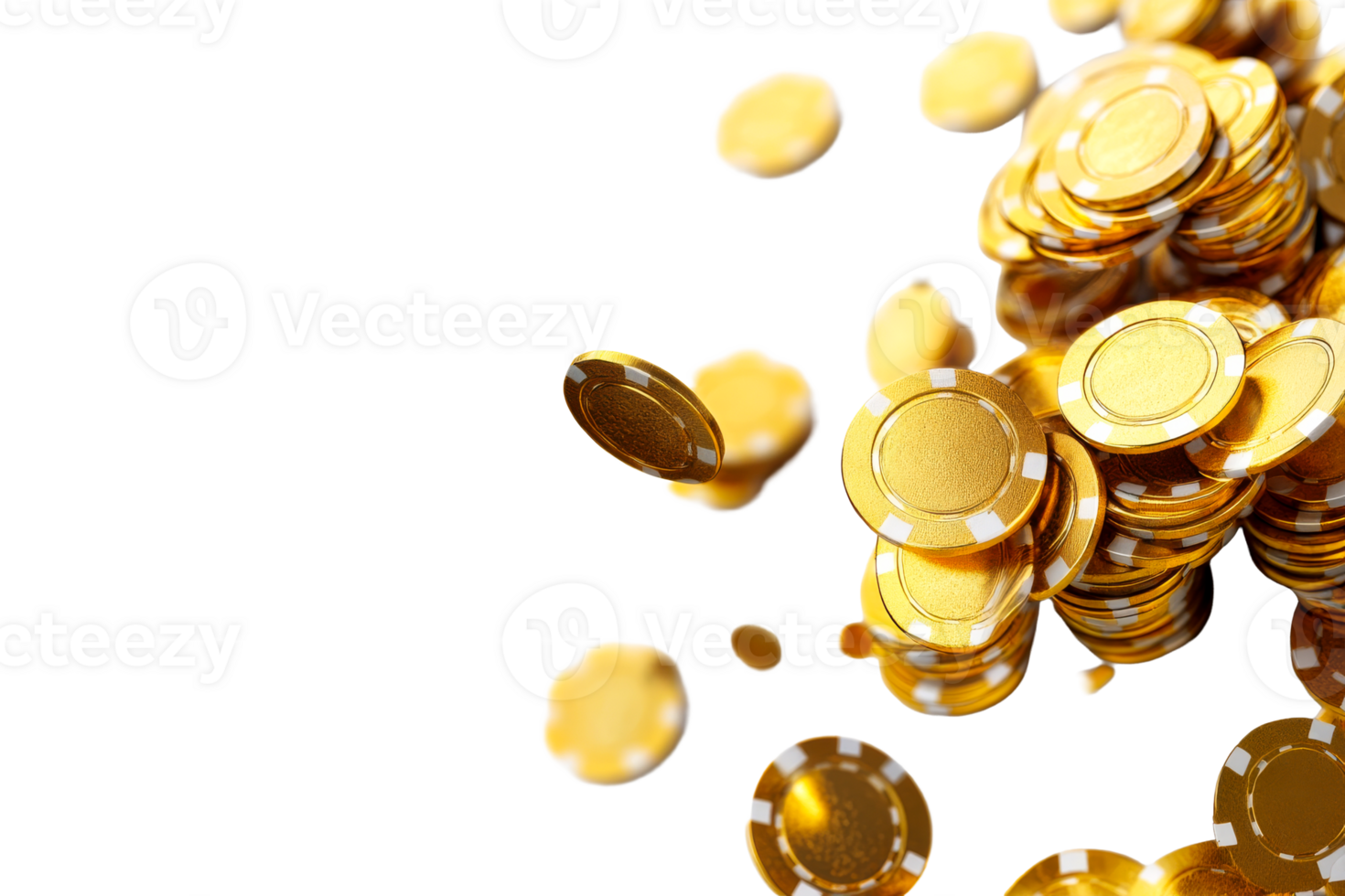 Golden chips scattered on a white background creating a visual appeal png