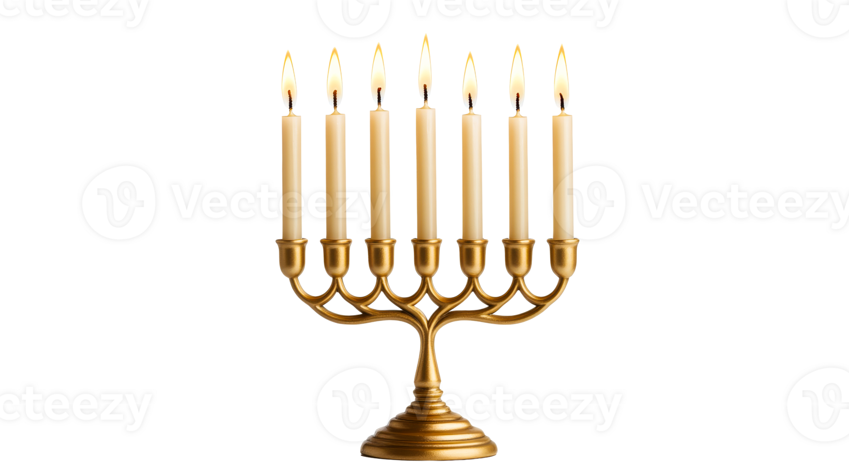 Elegant menorah with eight candles for celebration during Hanukkah png