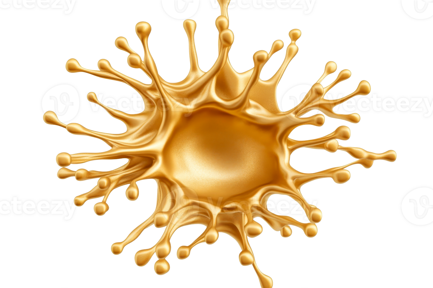 Golden splash of liquid on a transparent background png