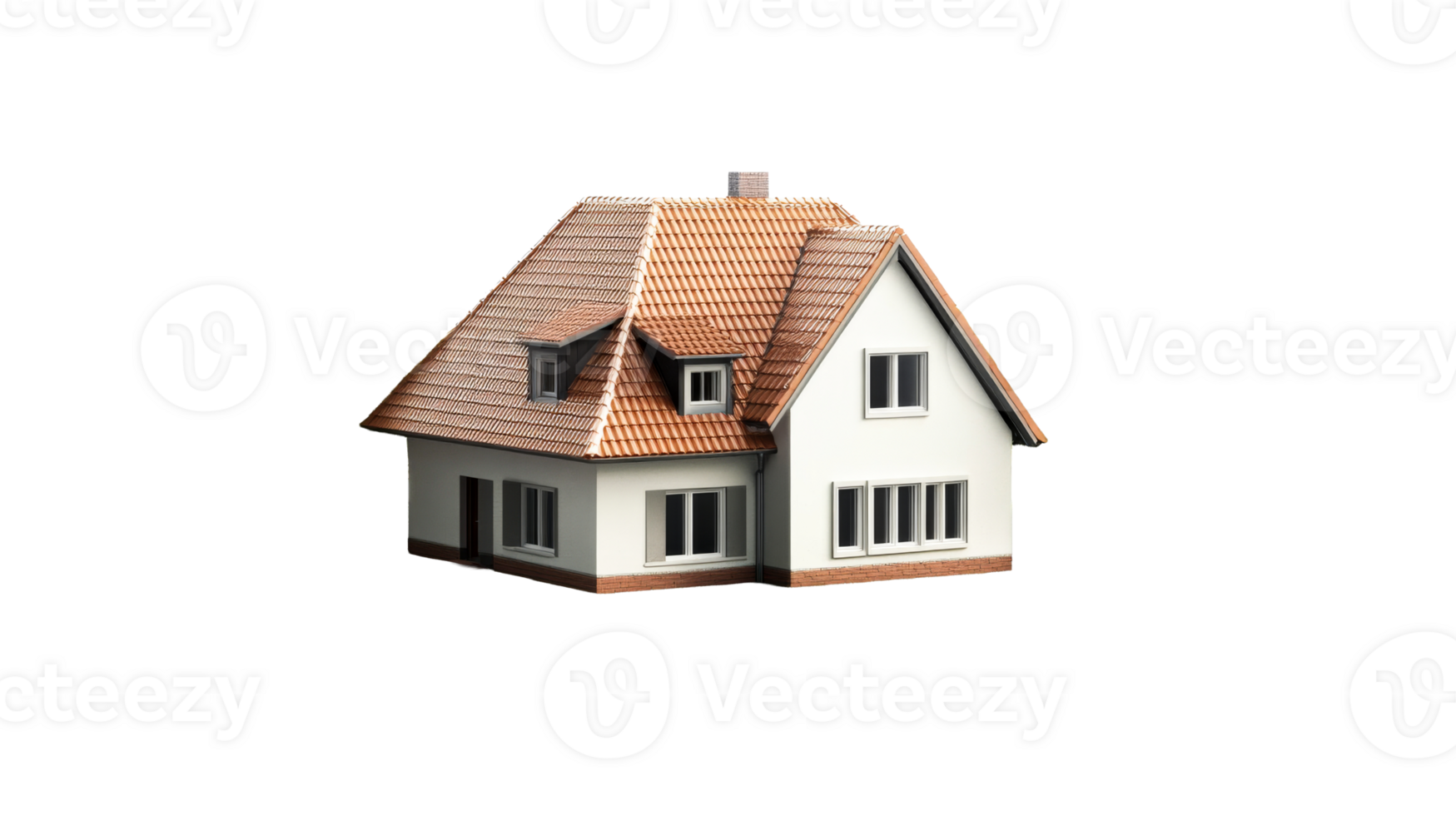 Charming two story house with a sloped roof and open windows png