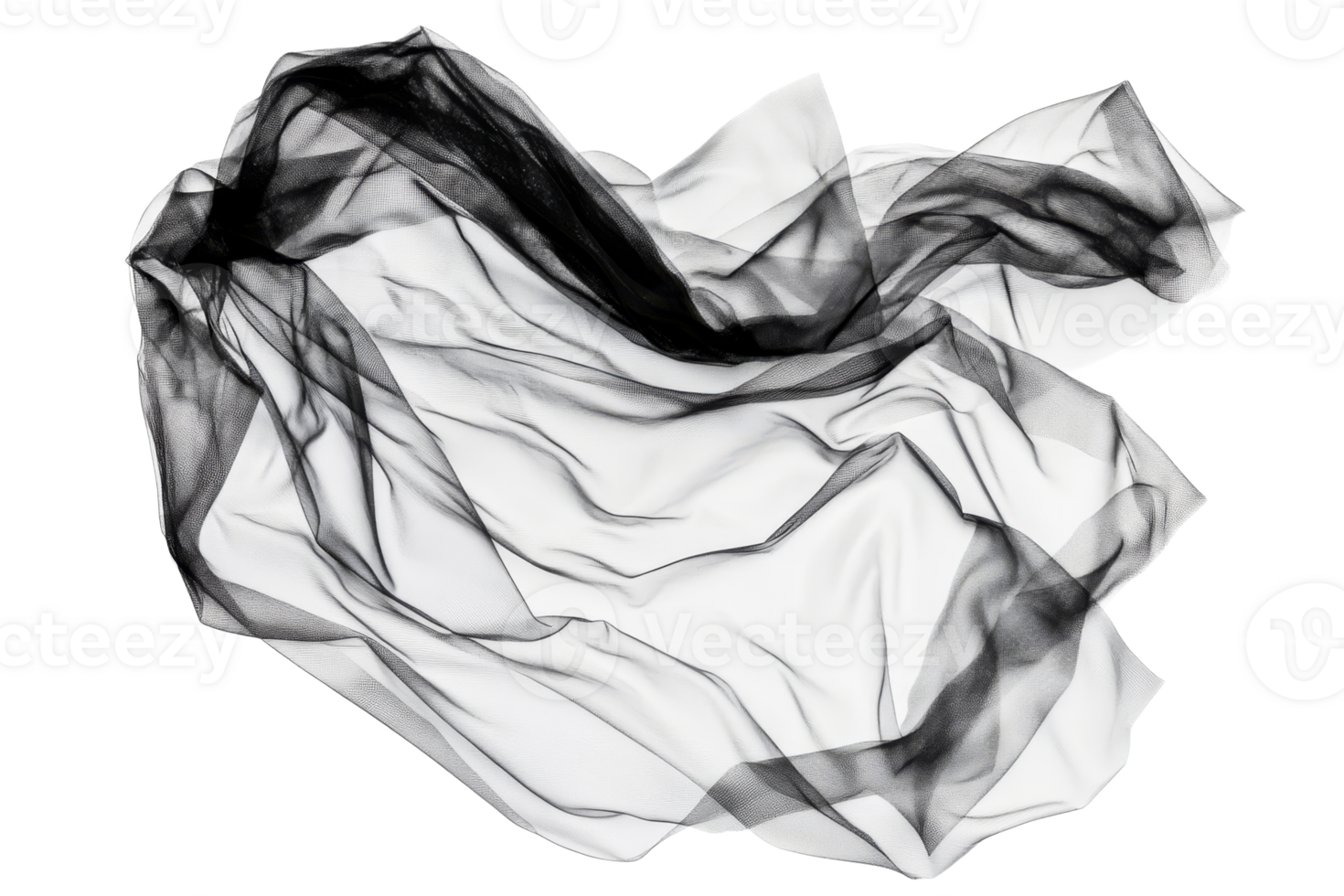 Flowing black and white fabric with transparent background png