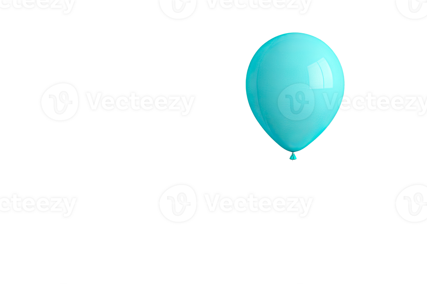 Bright turquoise balloon floating in open space png