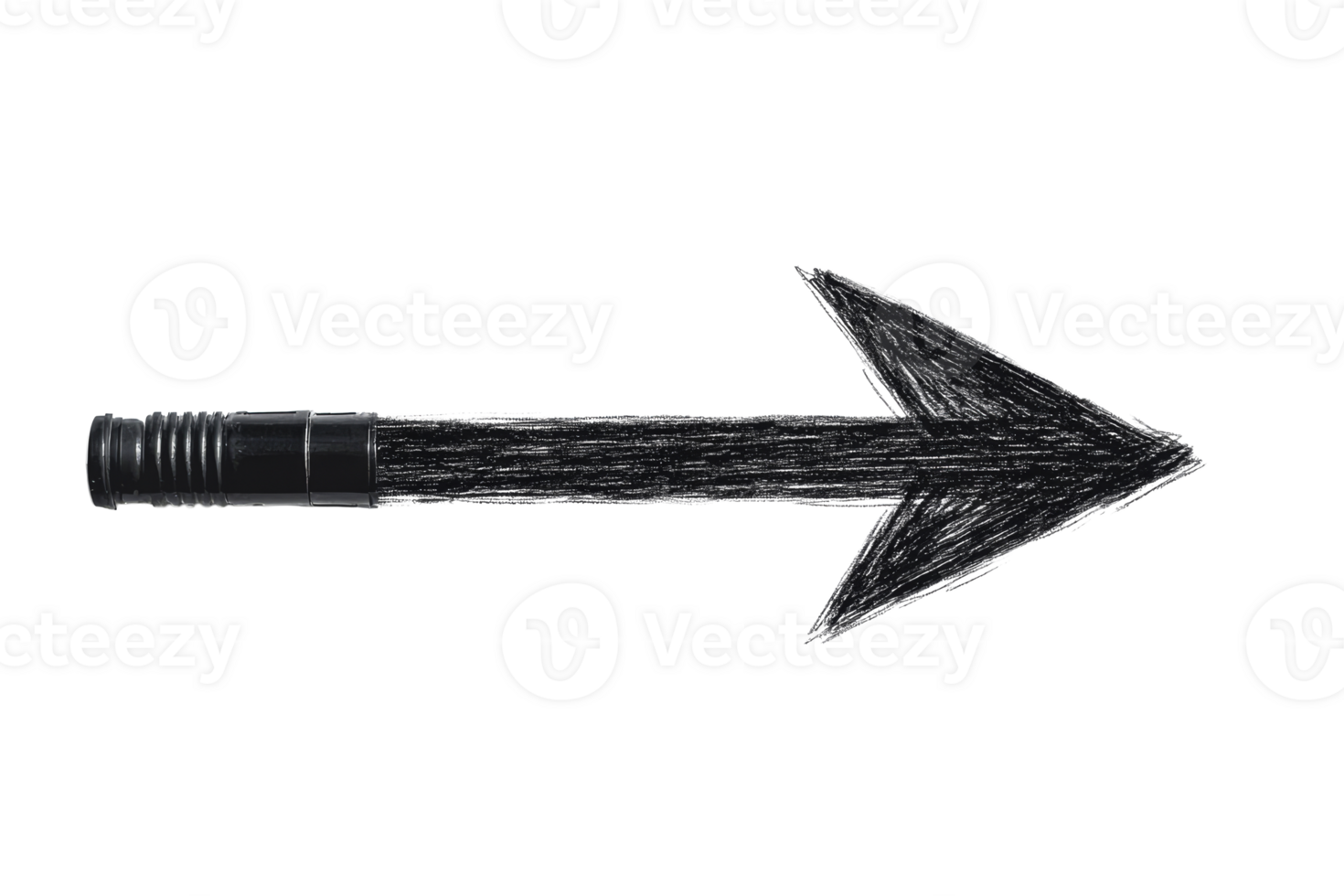 Simple black arrow drawn with marker on a transparent background png