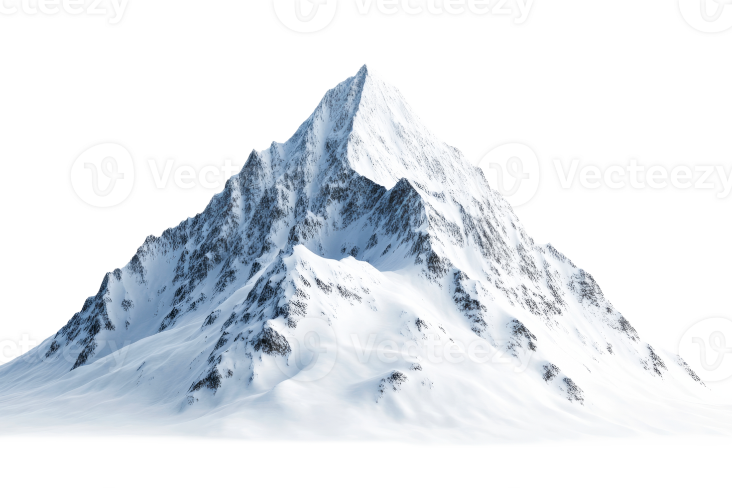 Majestic snow capped mountain peak with rugged cliffs and slopes png