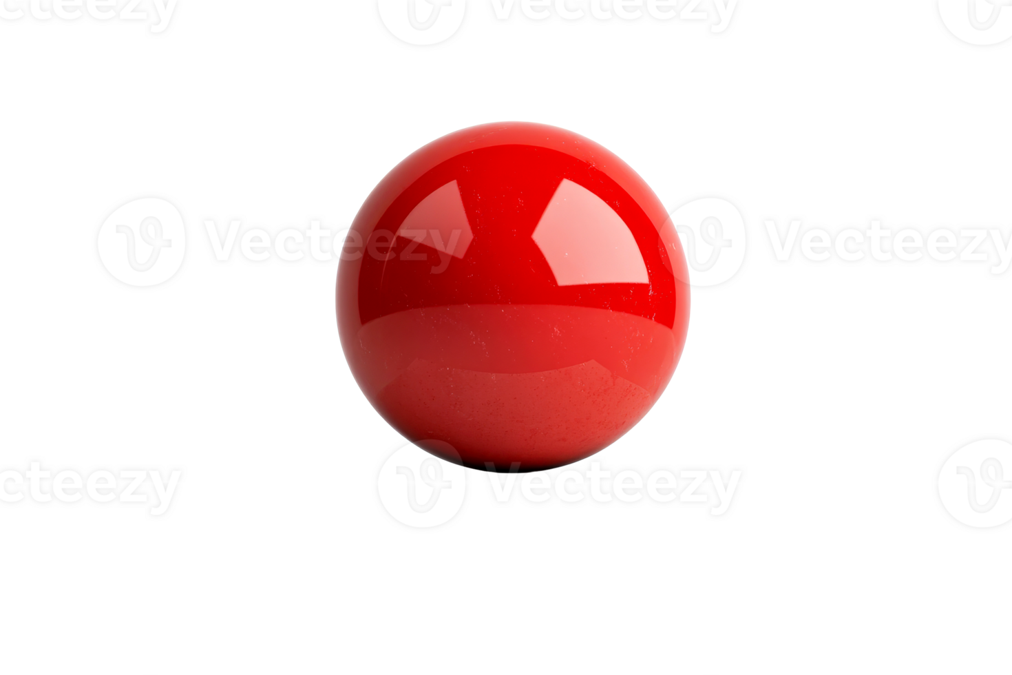 Glossy red sphere with a reflective surface under clean background png