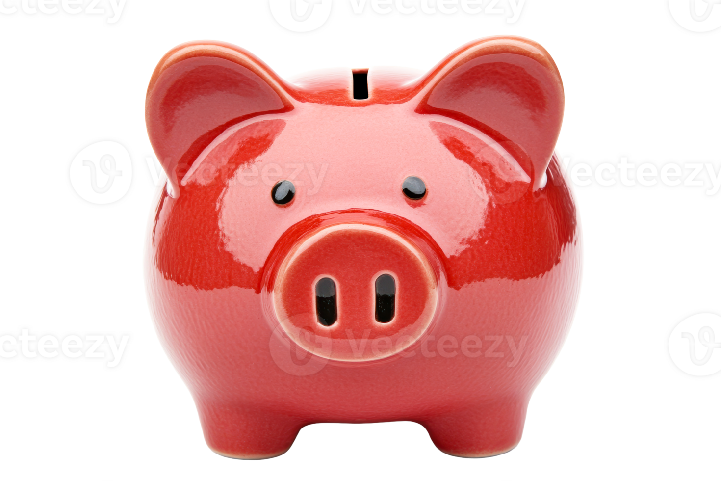Bright red piggy bank on a transparent background for savings png