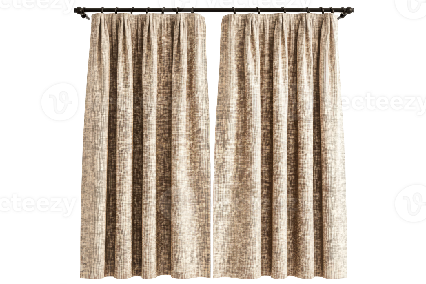 Elegant light brown curtains with a textured fabric and a clean design png