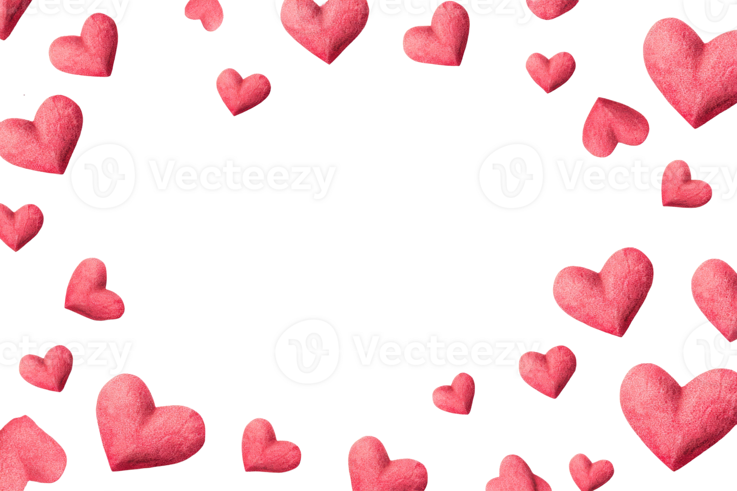 Hearts in a circular arrangement on a transparent background png