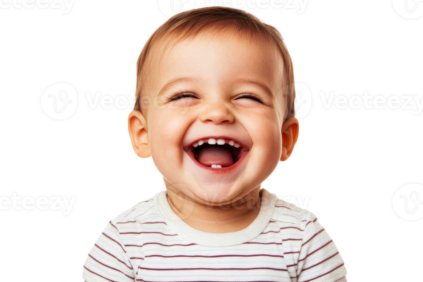 Happy baby laughing with joy against a transparent background png