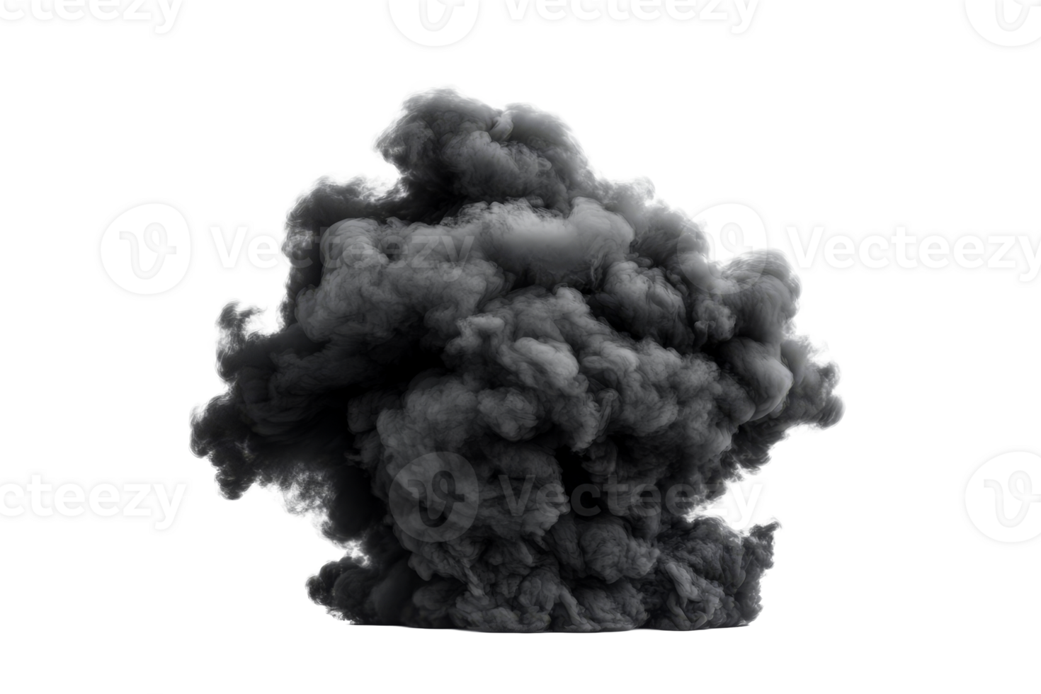 Dark smoke plume rising against a transparent background png