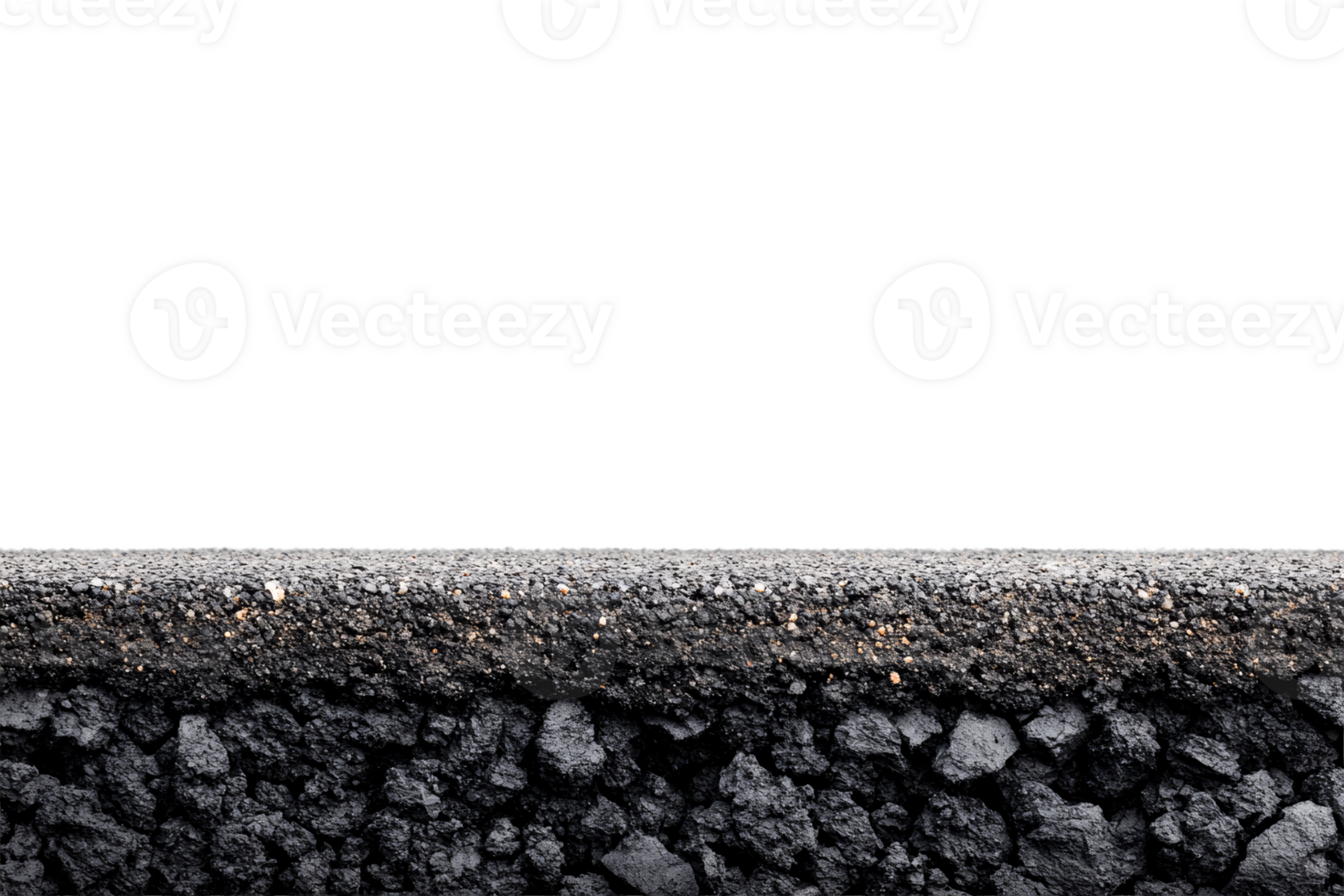 Layer of black gravel with clear transparent background png