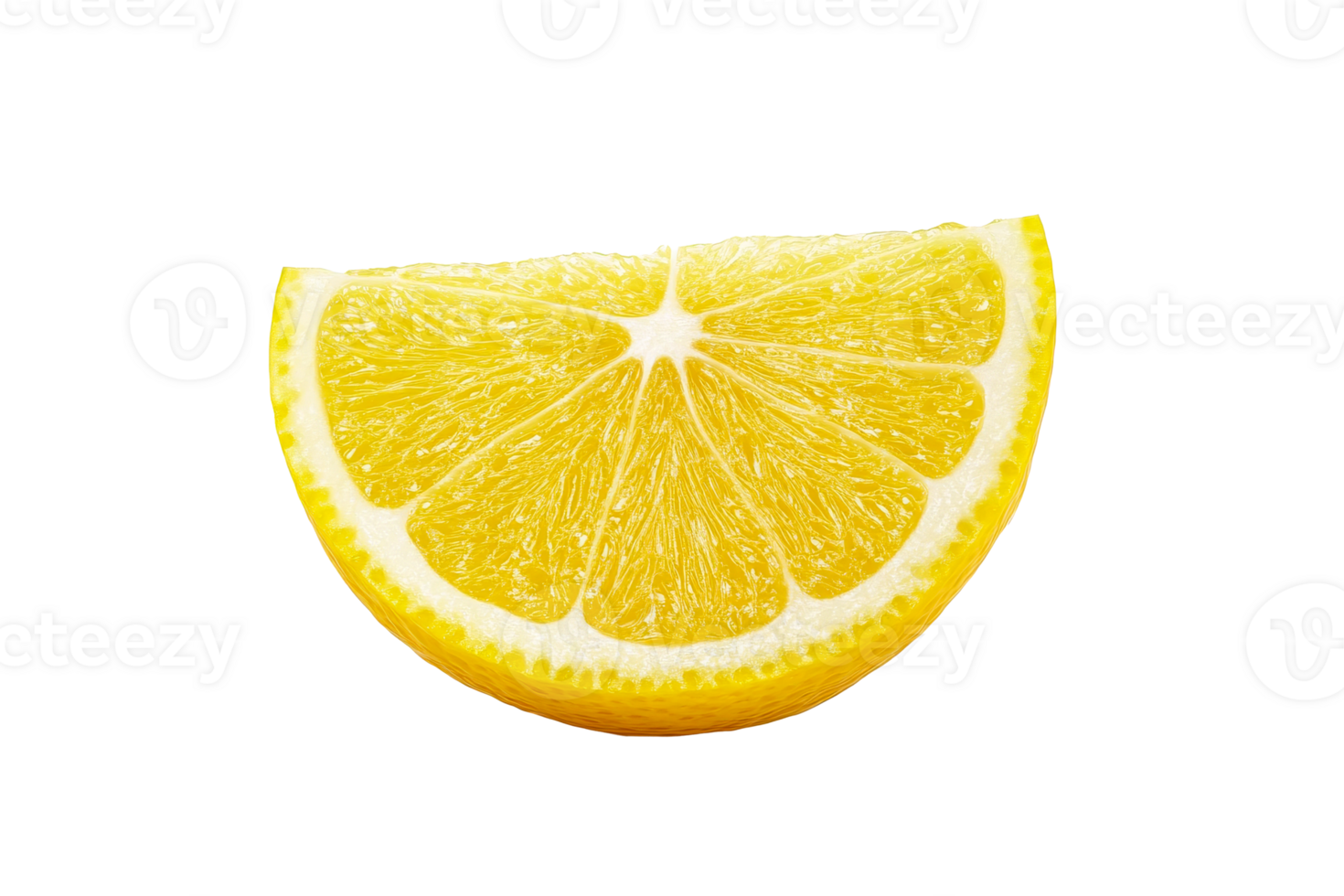 Fresh lemon slice with vibrant color on transparent background png