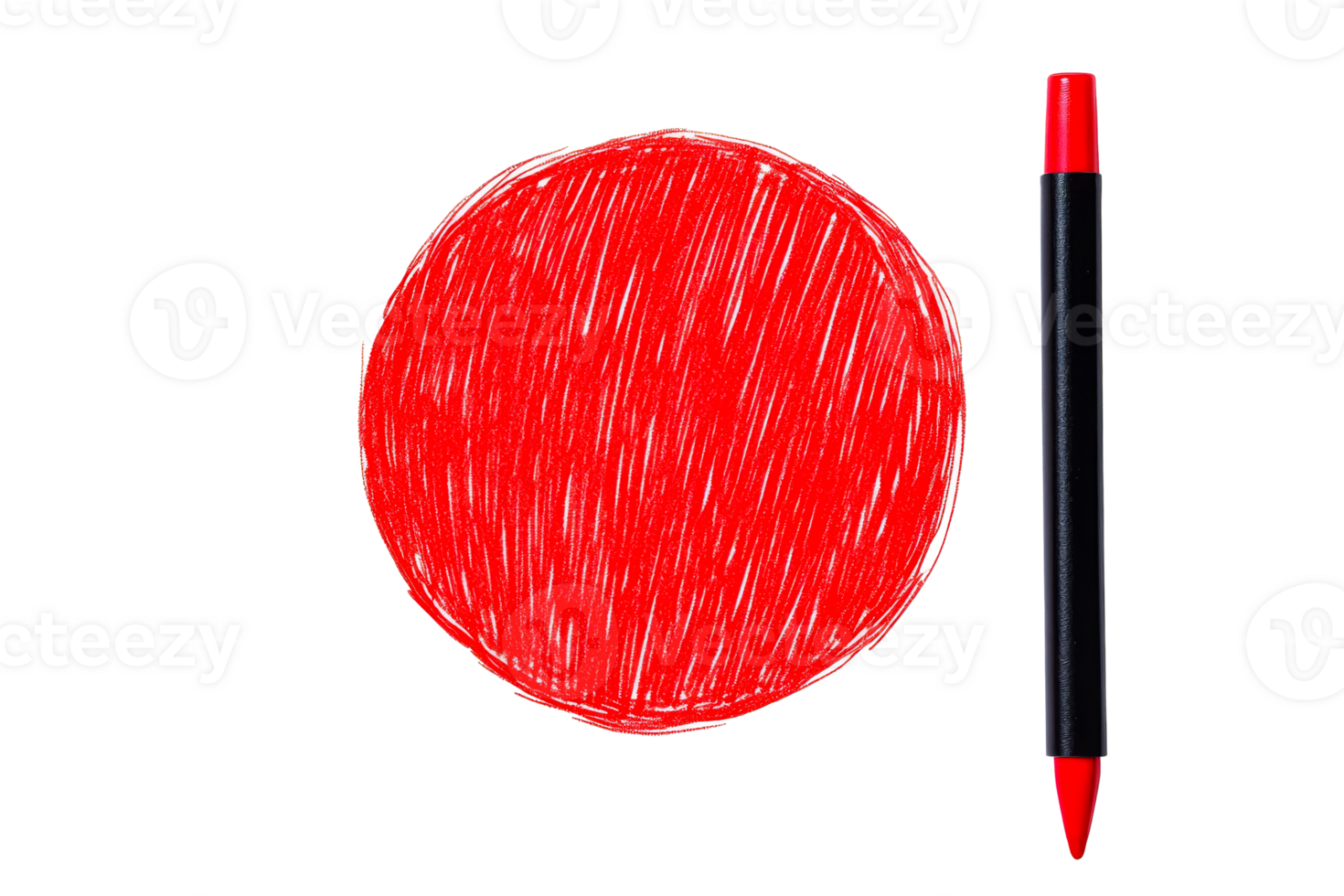 Red circle drawn with a black and red pen on a transparent background png