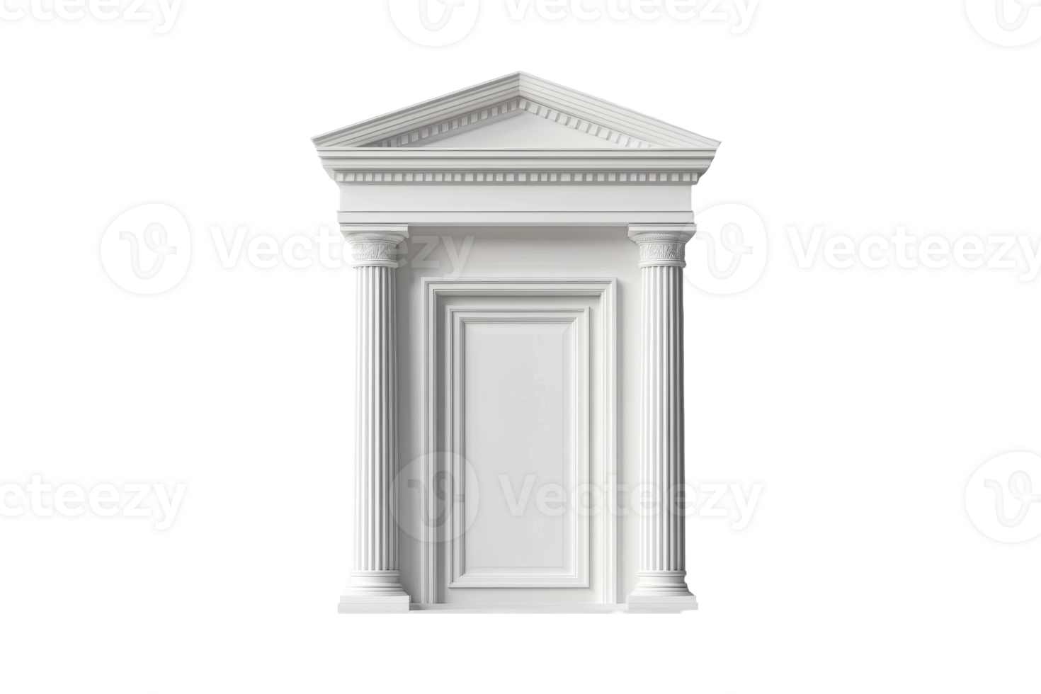 Classic white architectural feature with columns and pediment design png