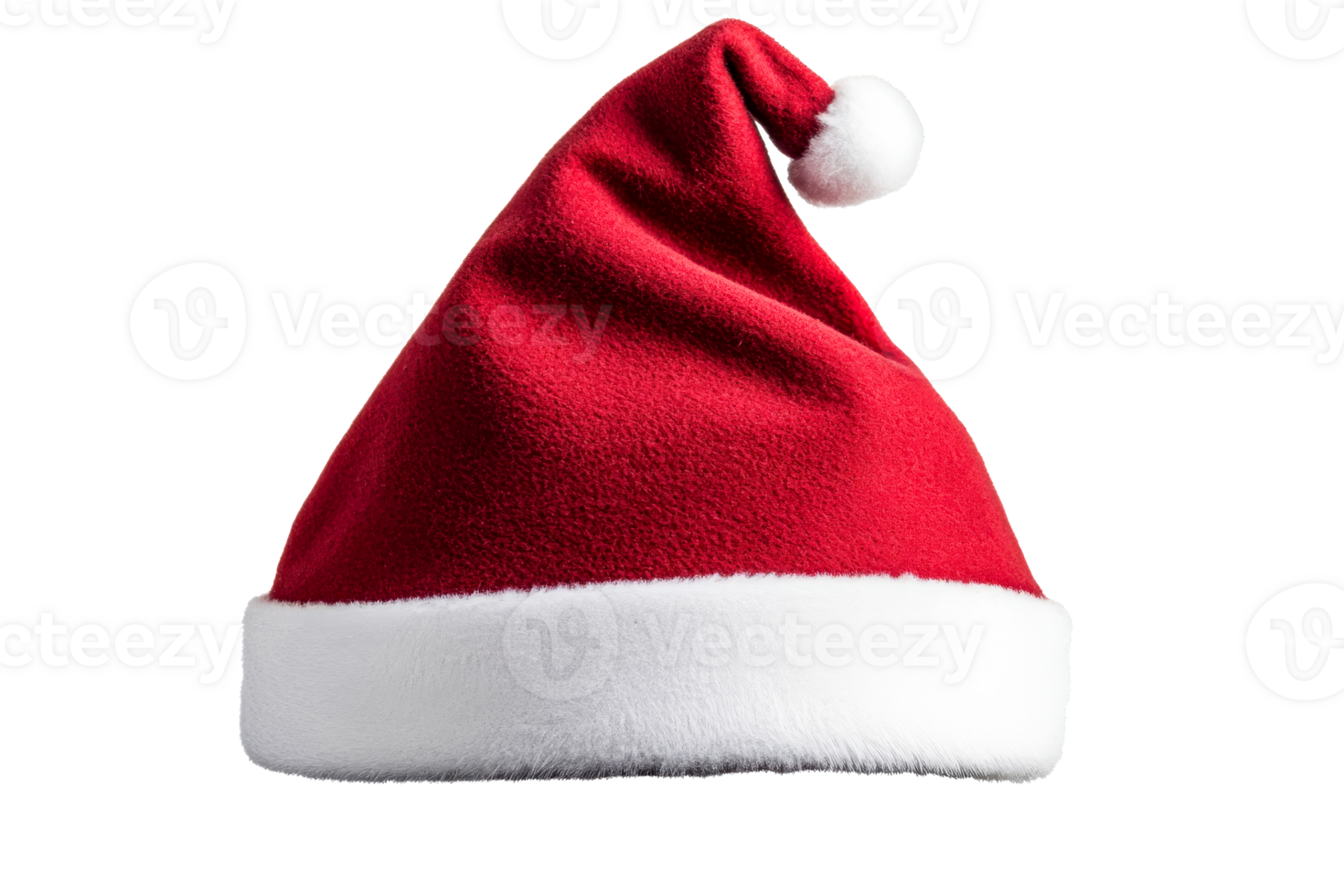 Classic red Christmas hat with white trim and pom pom png