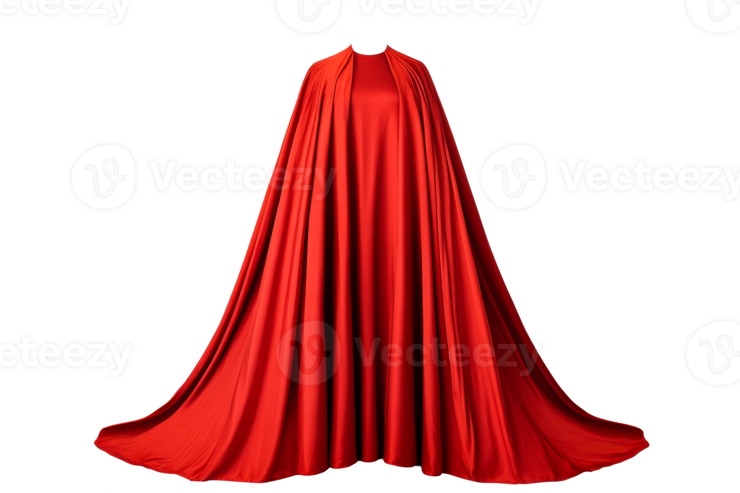 Dramatic red cape draped on a transparent background png