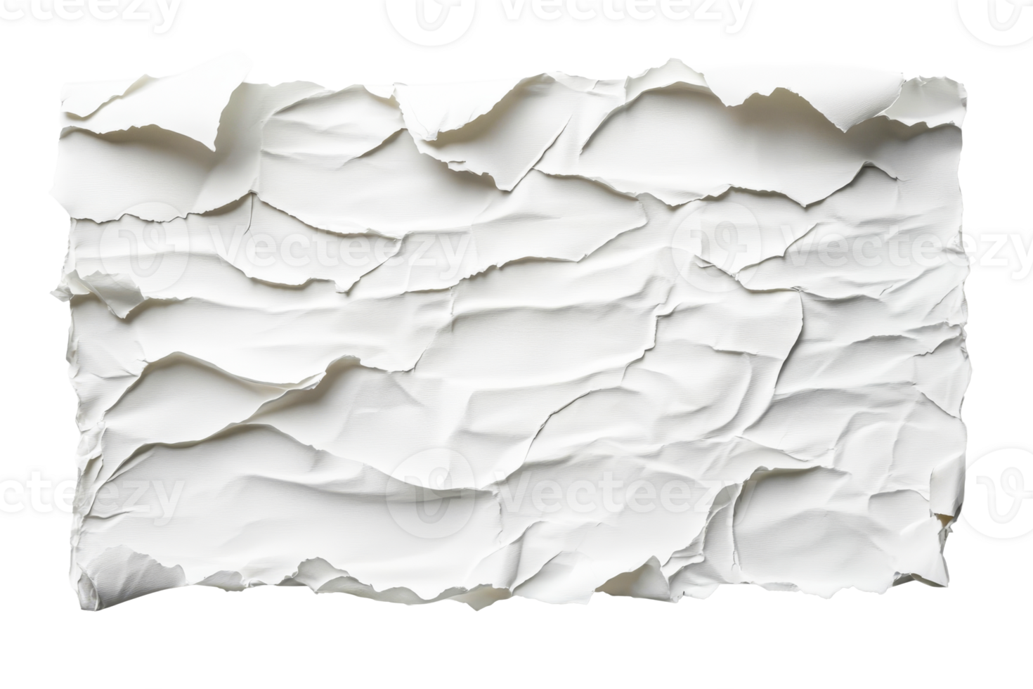 Crumpled white paper with transparent background for design use png