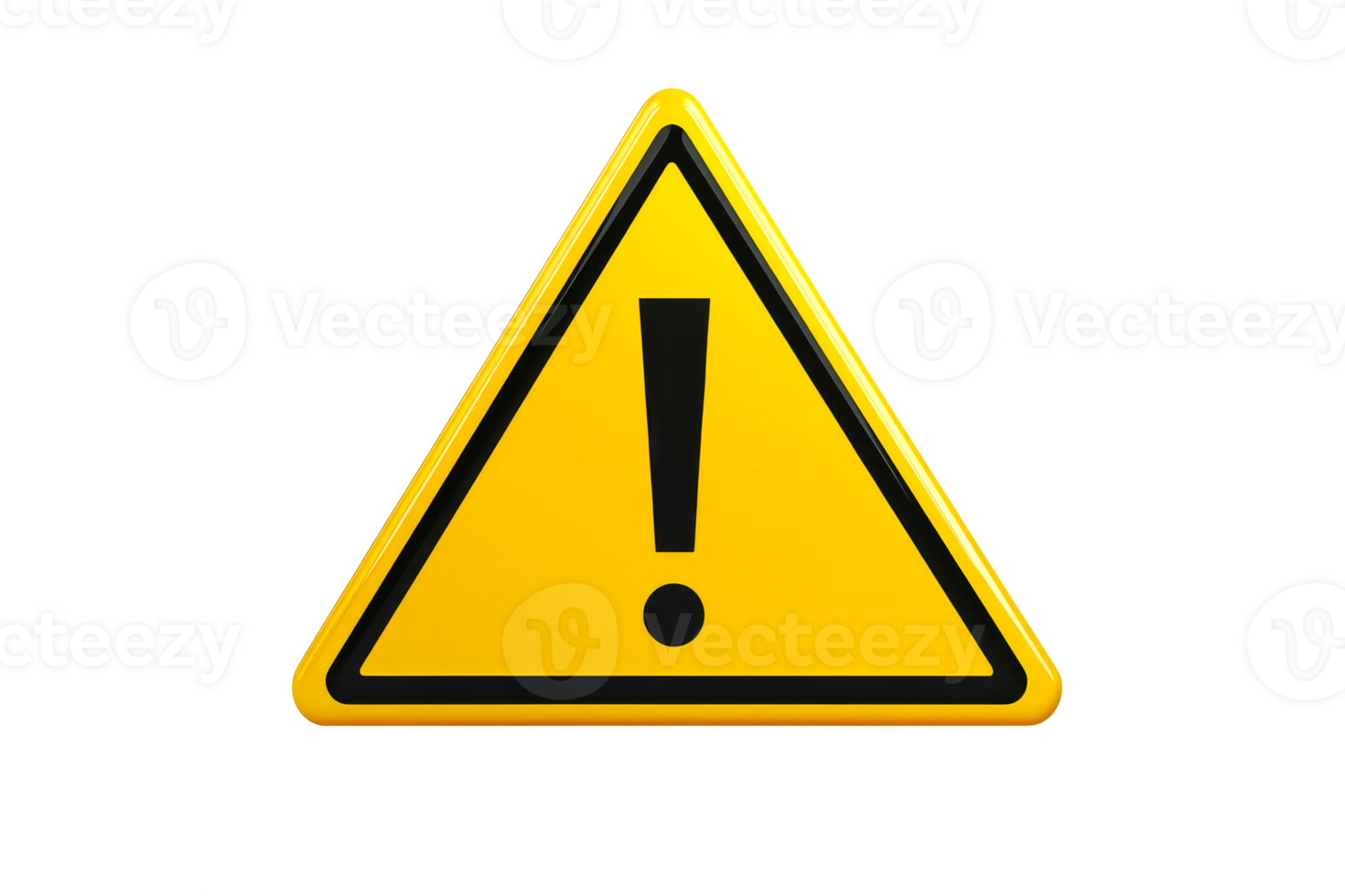 Caution sign with exclamation mark on transparent background png