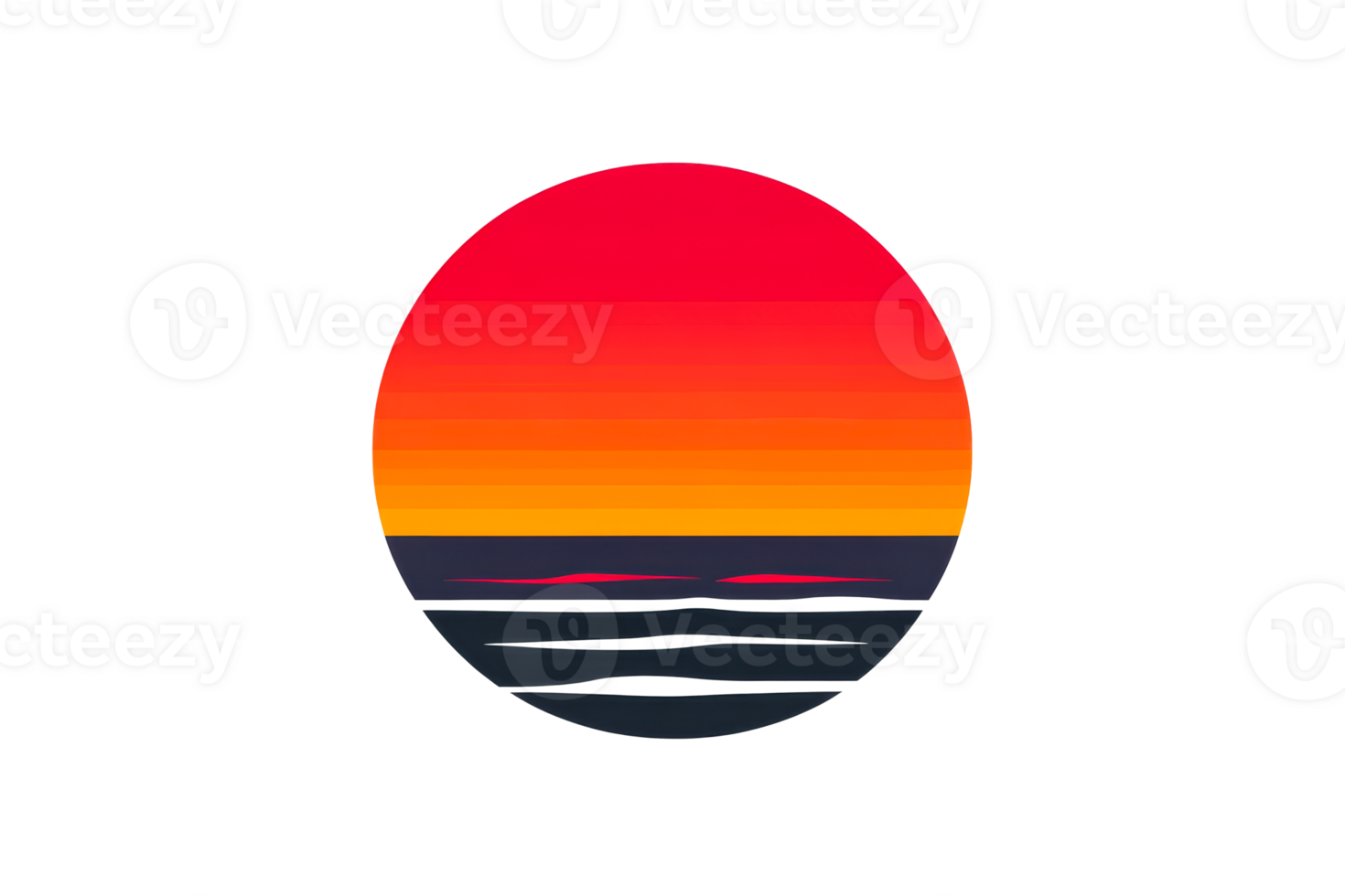Sunset over tranquil ocean waves on a transparent background png