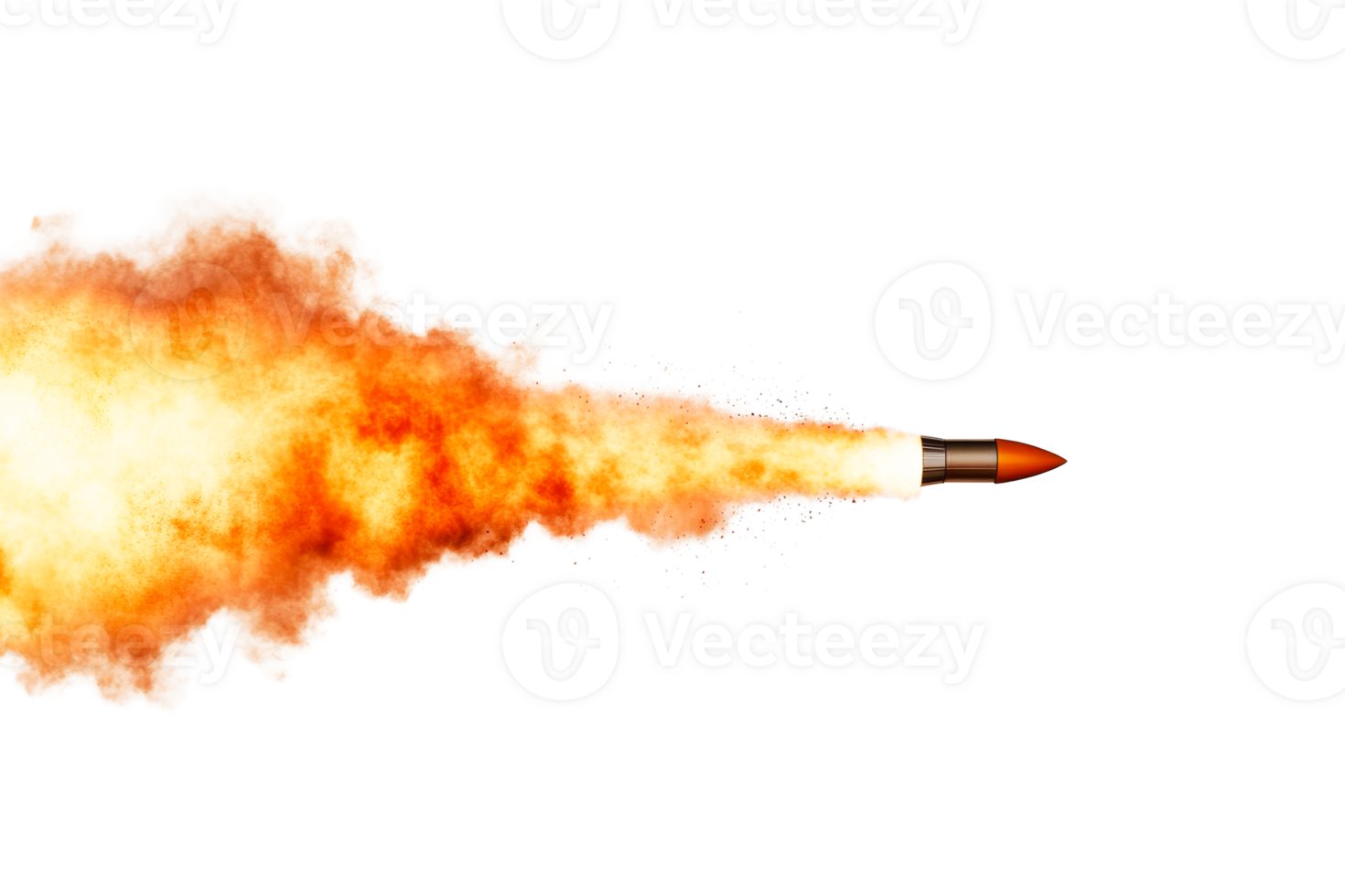 Rocket launch with fiery exhaust on transparent background png