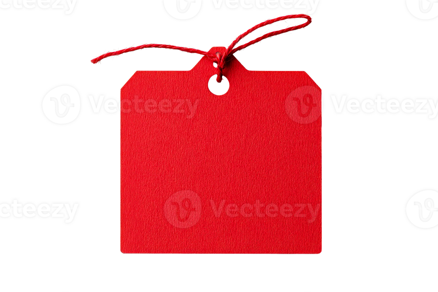 vermelho retangular tag com corda em uma transparente fundo png