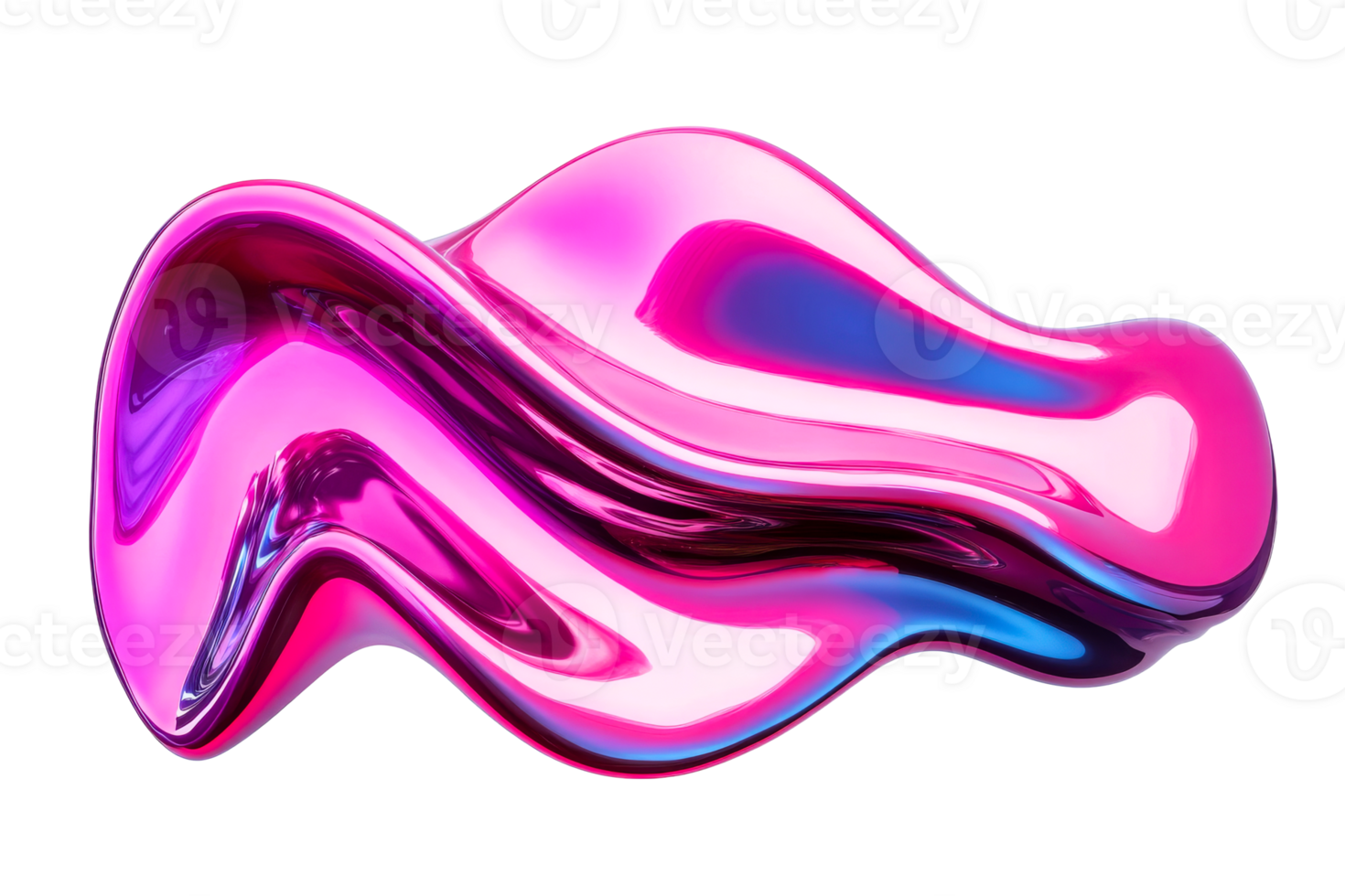 Colorful abstract shape with glossy surface and waves png