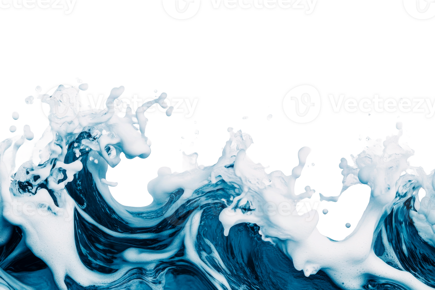 Waves crashing with foam against a transparent background png