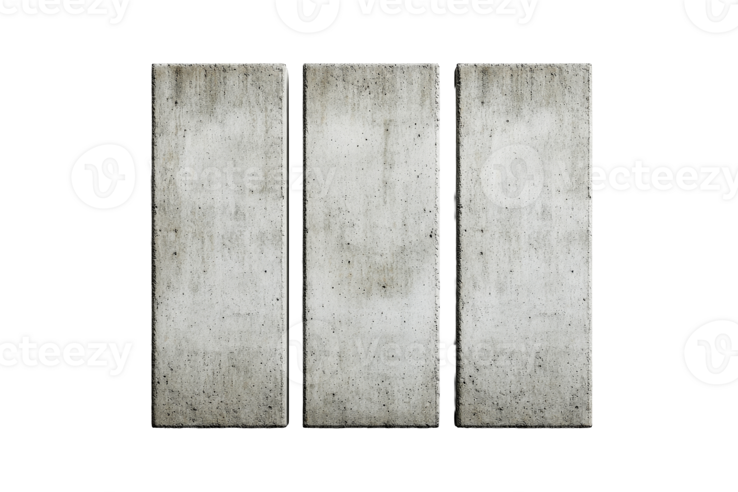 Three rectangular concrete panels with a textured finish png