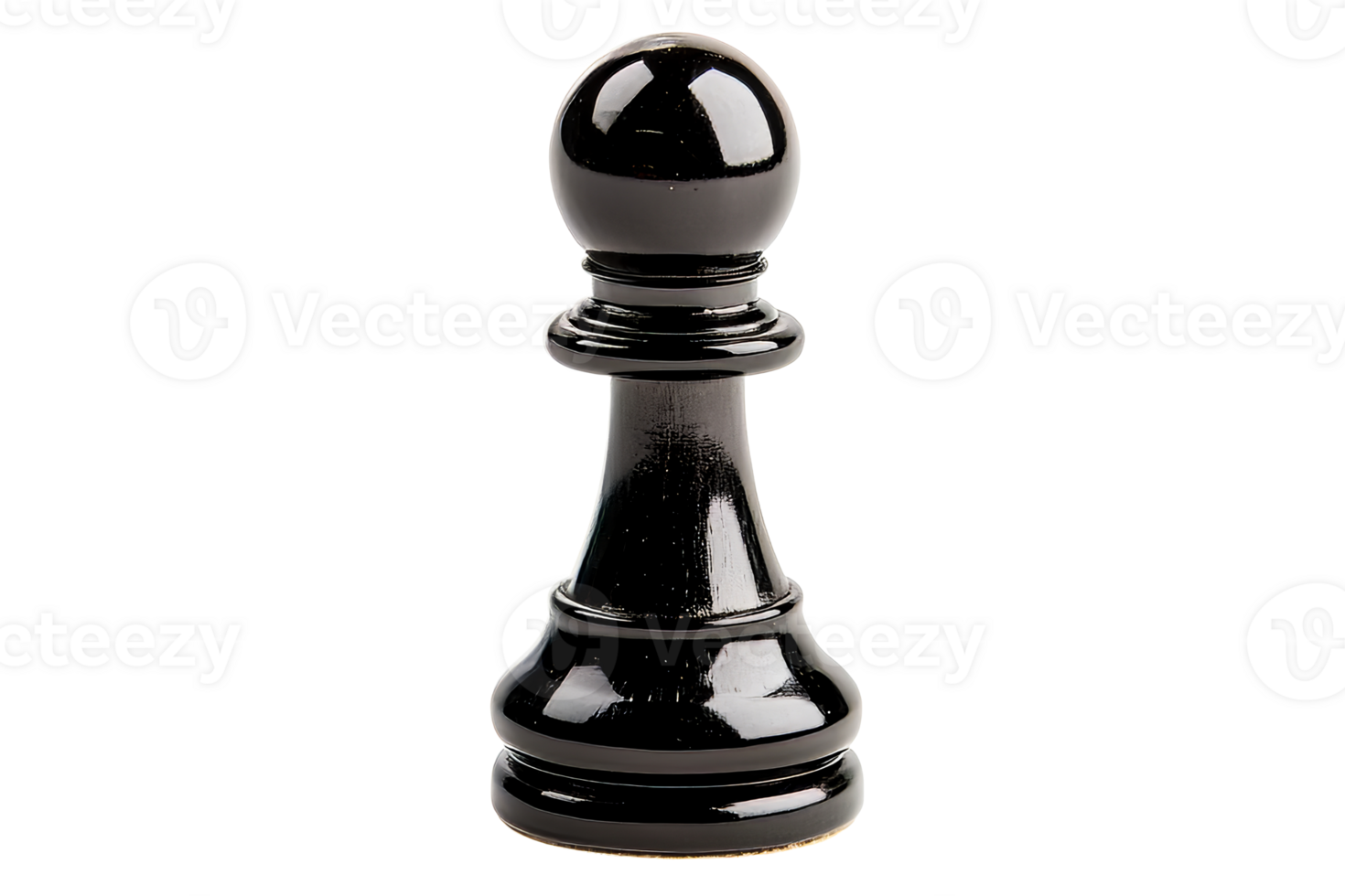 Elegant black chess pawn with shiny finish on transparent background png