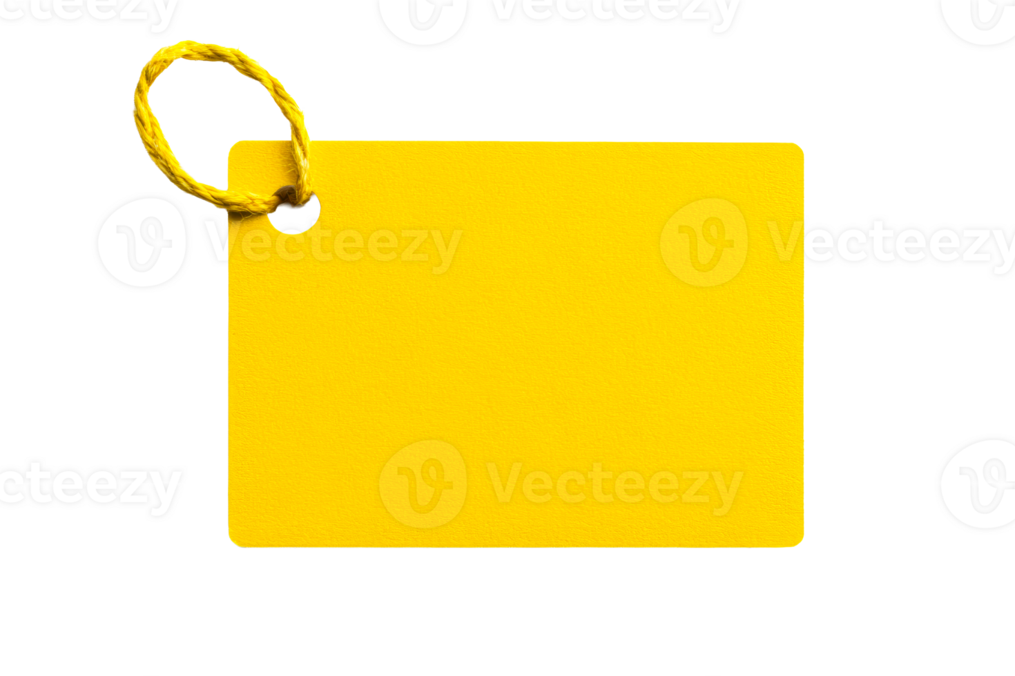 Bright yellow tag with rope loop for labeling or pricing items png
