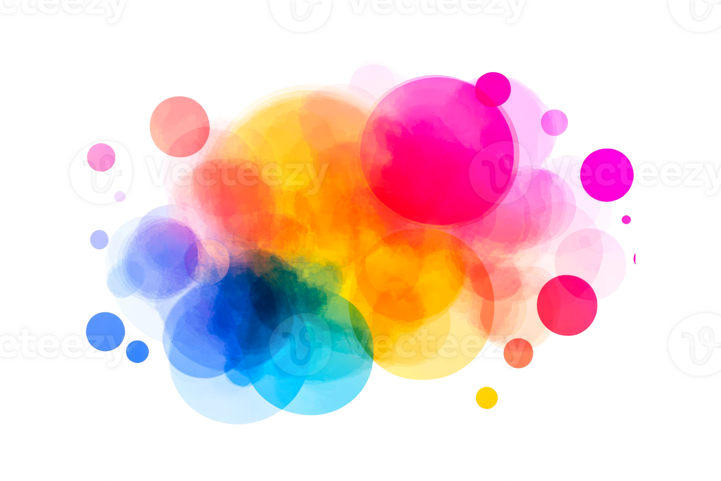 Colorful abstract watercolor bubbles on transparent background png