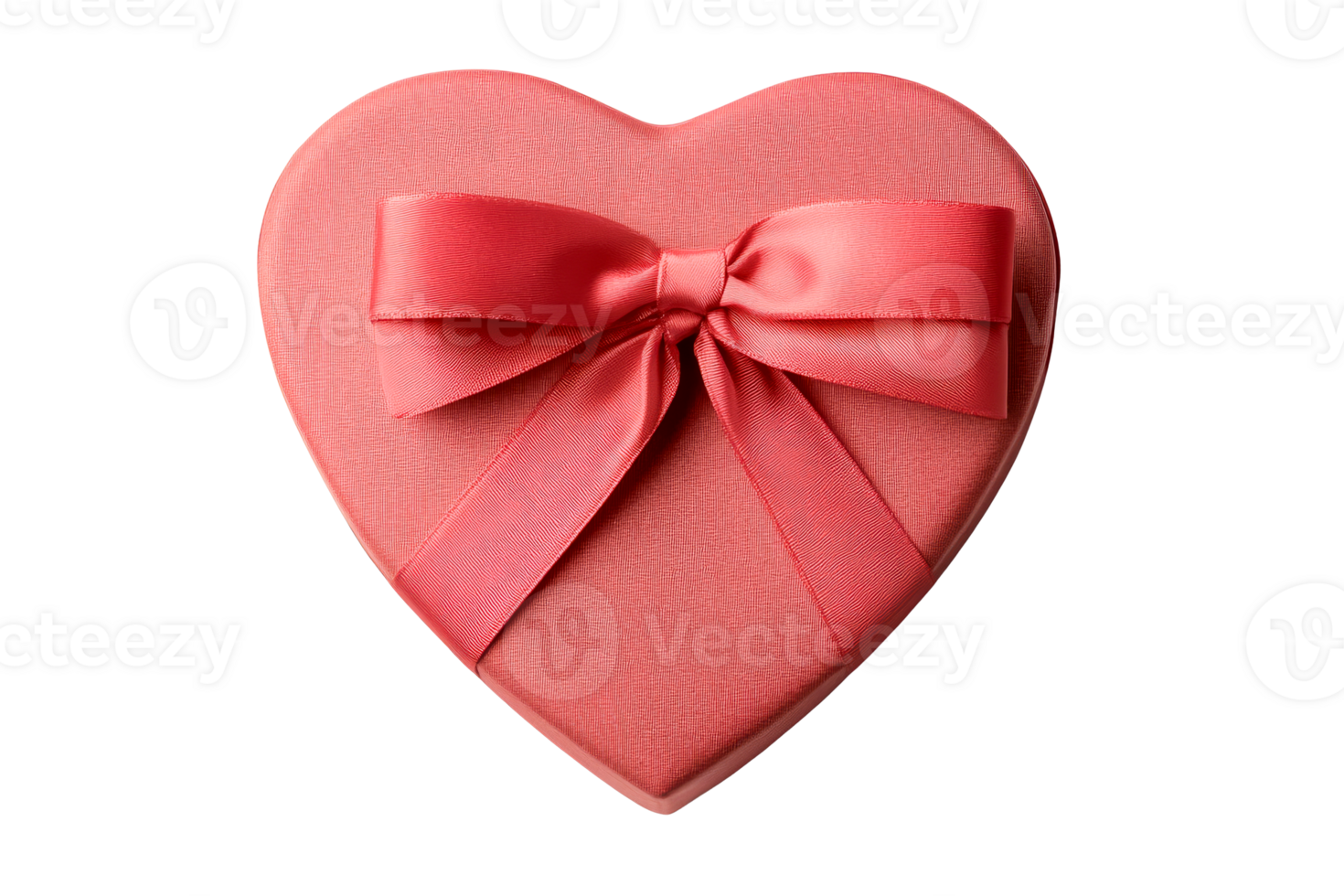 Gift box in heart shape with pink ribbon bow on transparent background png