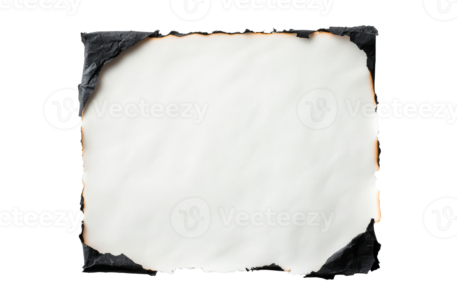 Burnt edge of blank parchment with a transparent background png