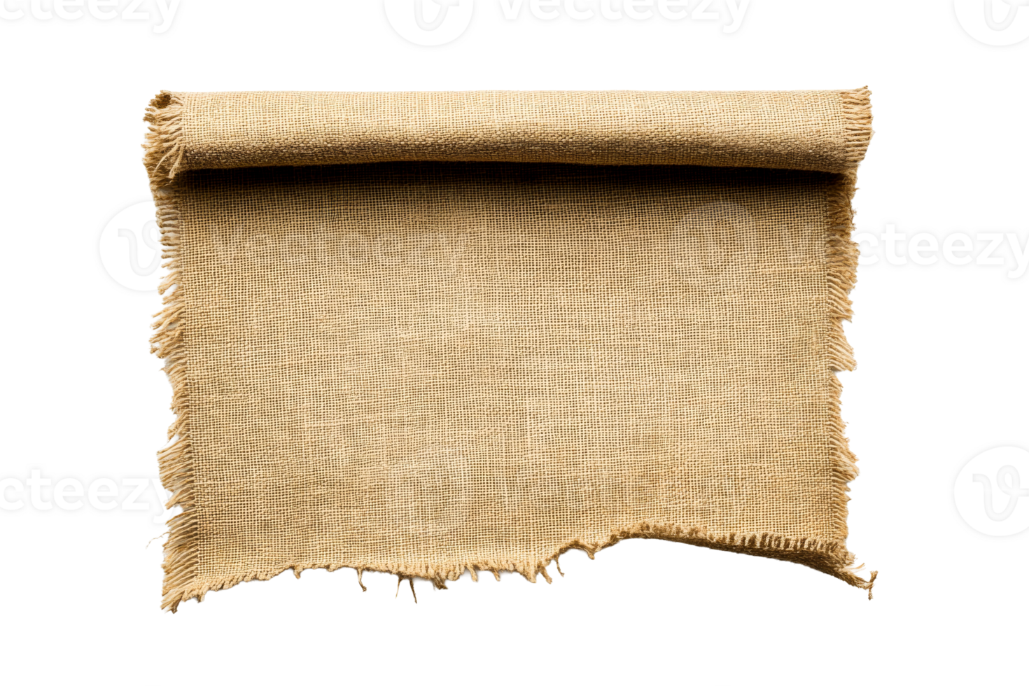Burlap fabric rolled on a transparent background png
