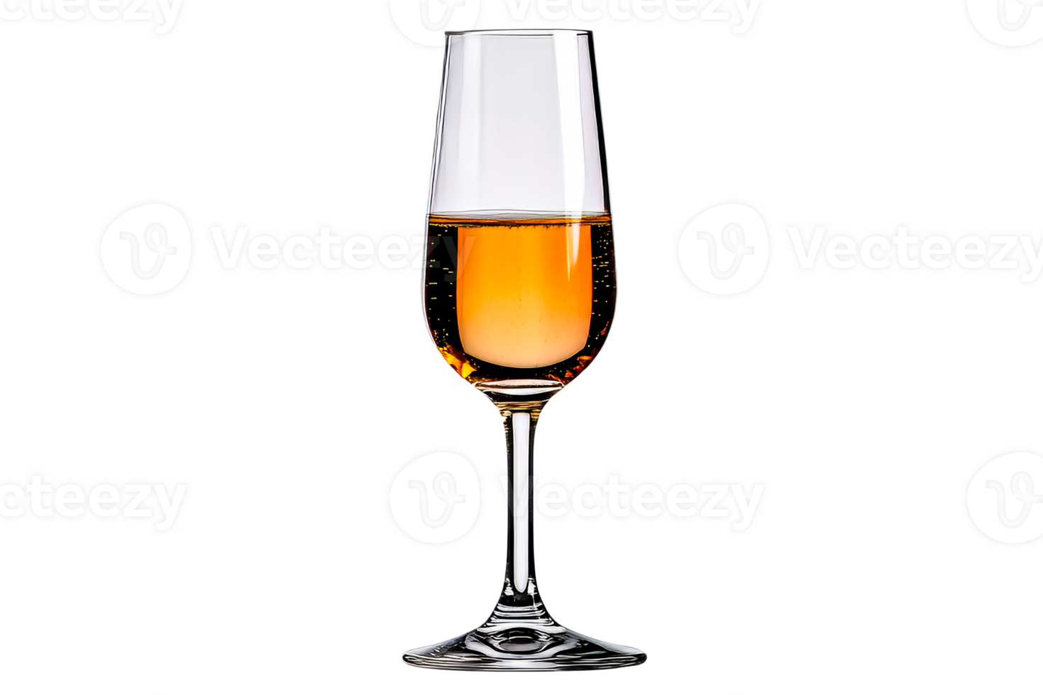 Elegant glass of sparkling beverage with a transparent background png