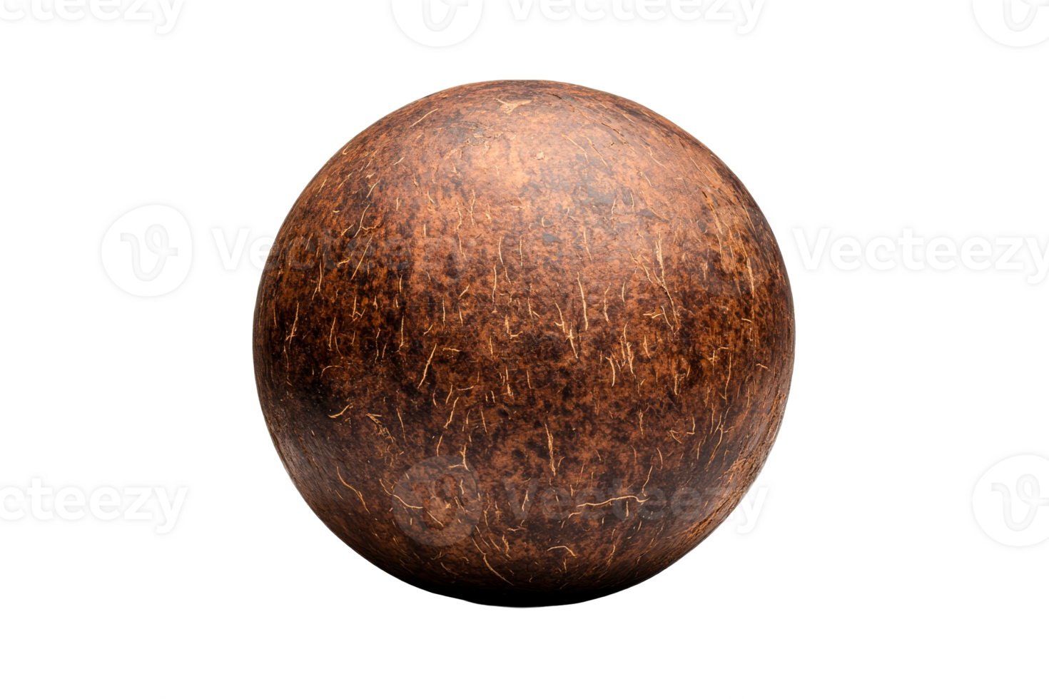 Natural brown sphere with textured surface on transparent background png