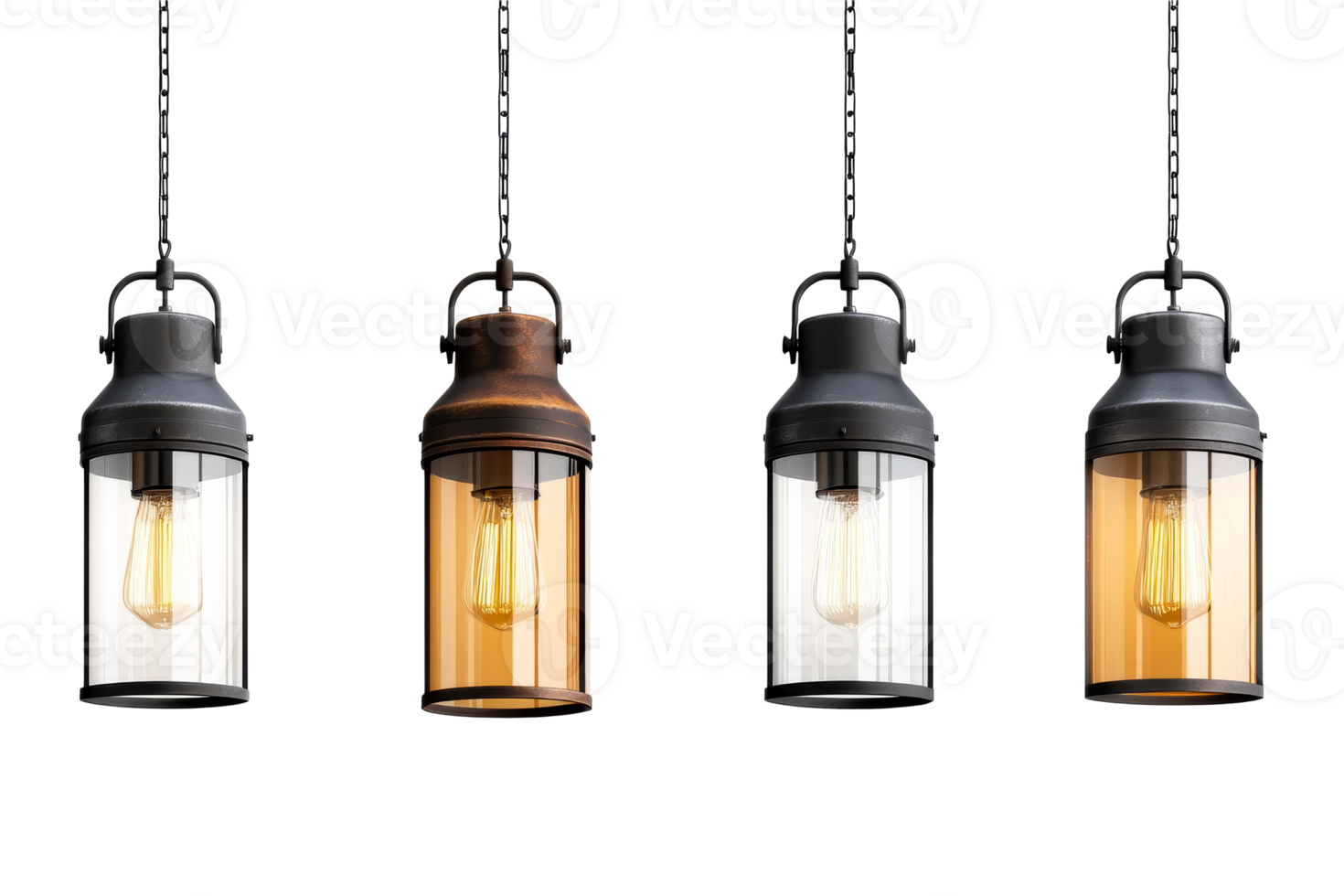 Stylish hanging lanterns with glass shades for modern interiors png