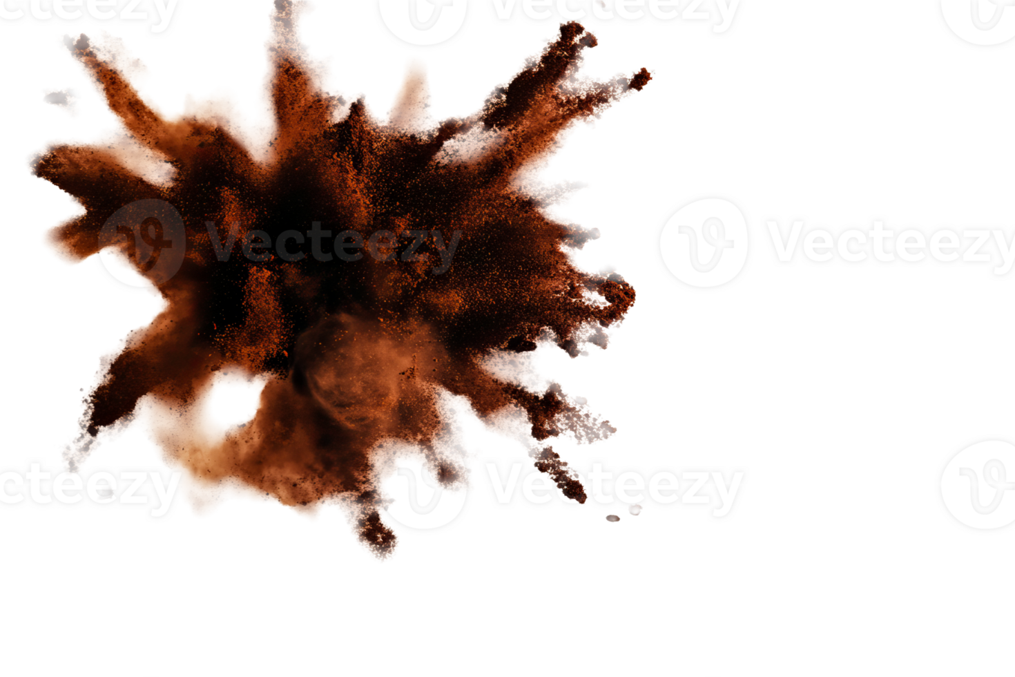 Brown powder explosion on transparent background in artistic display png