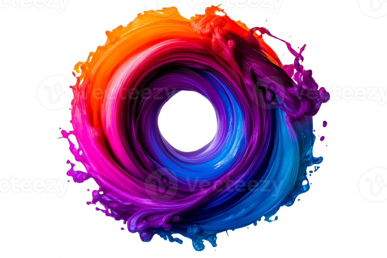 Colorful swirl of paint creating a vibrant circular pattern png