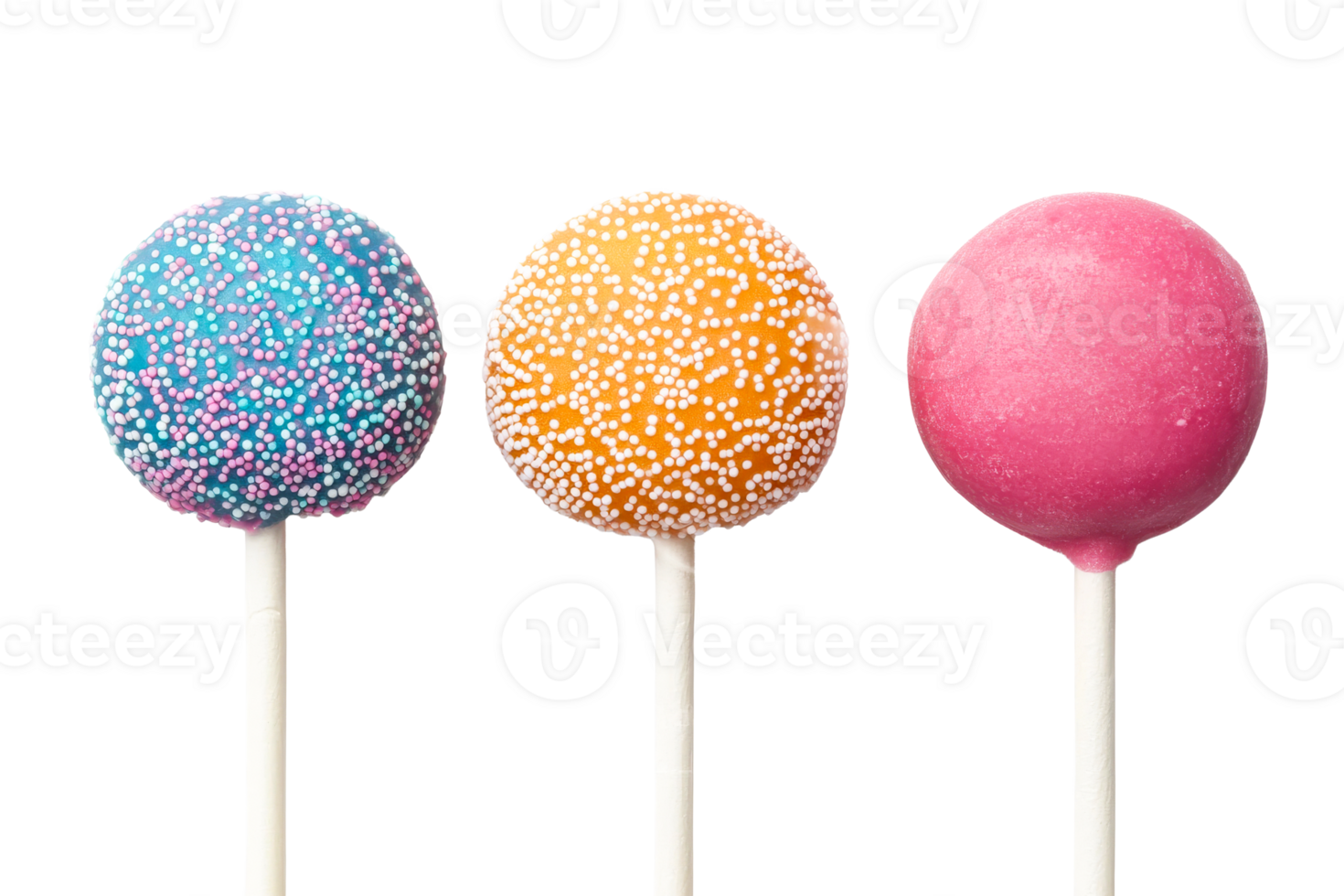 Colorful cake pops with sprinkles on sticks png