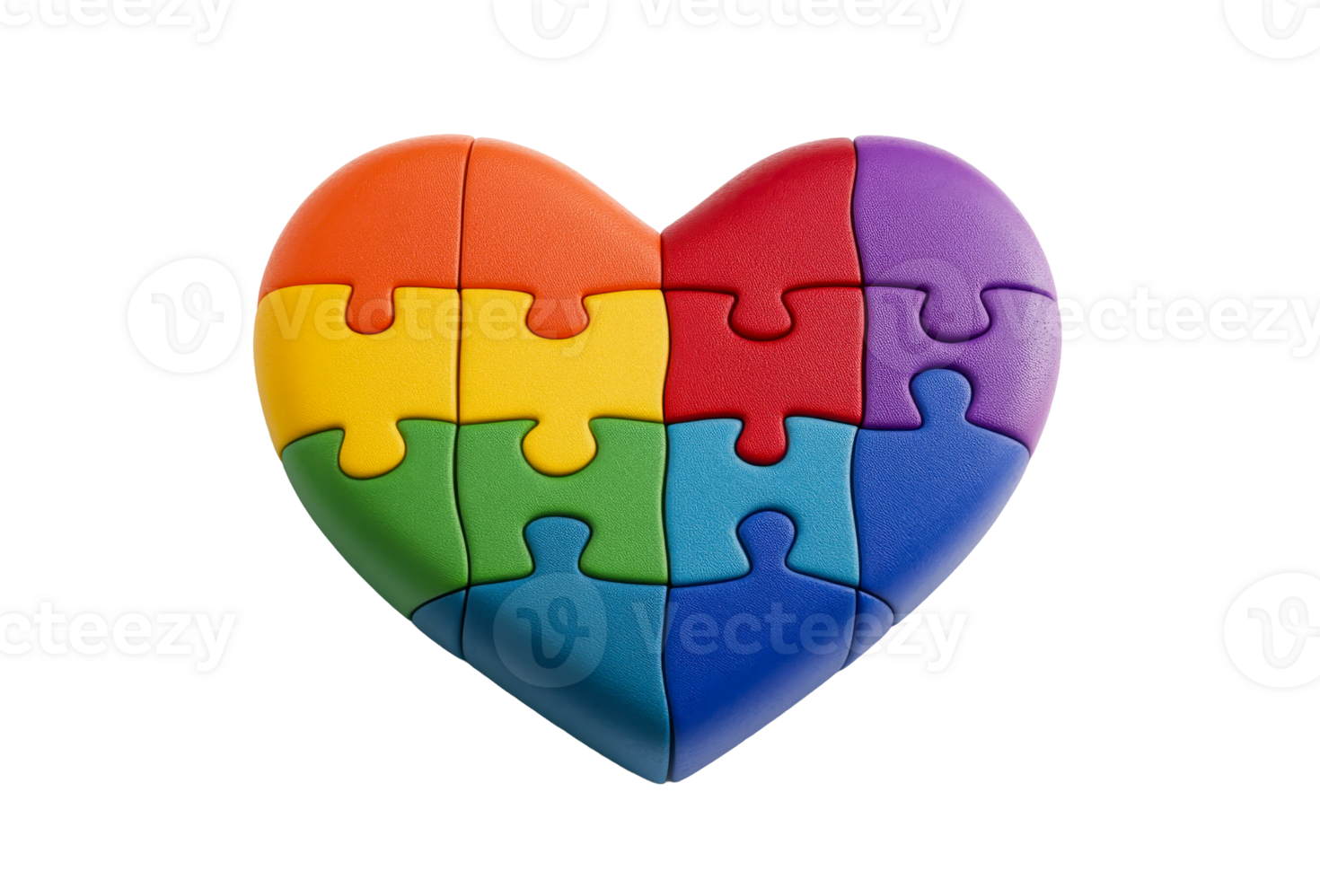 Colorful heart shaped puzzle symbolizing love and acceptance png