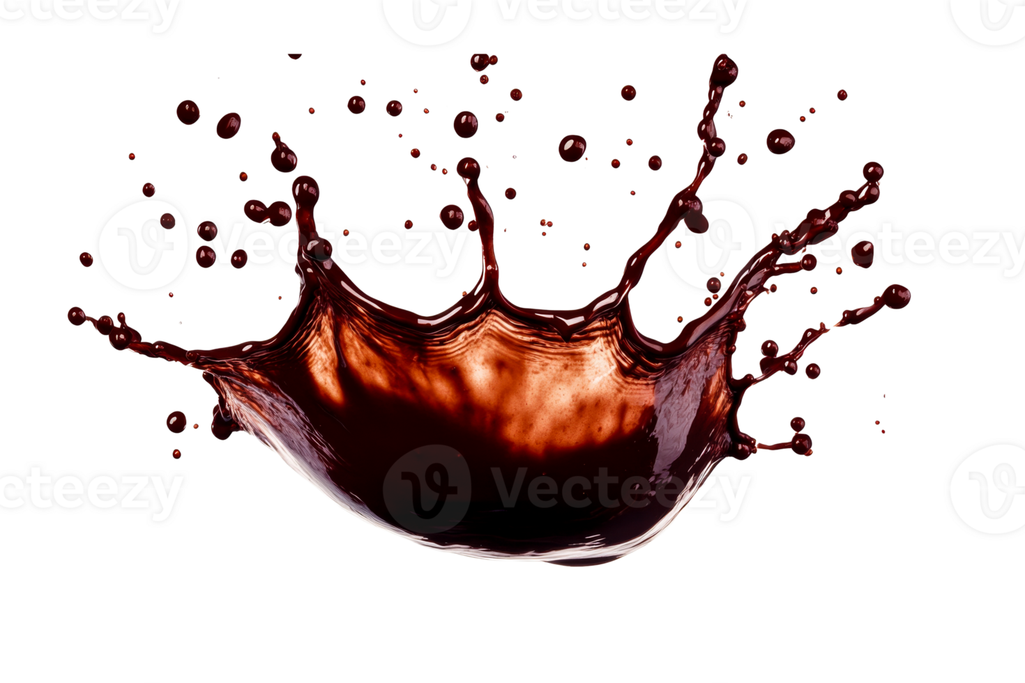 Chocolate splash creating dynamic patterns on a transparent background png
