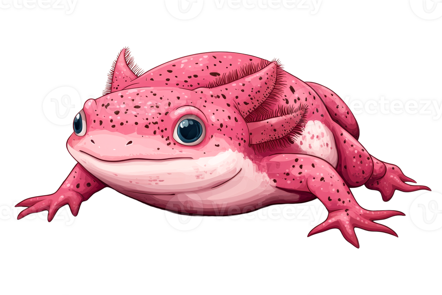 Pink amphibian with spots on a transparent background for creative use png